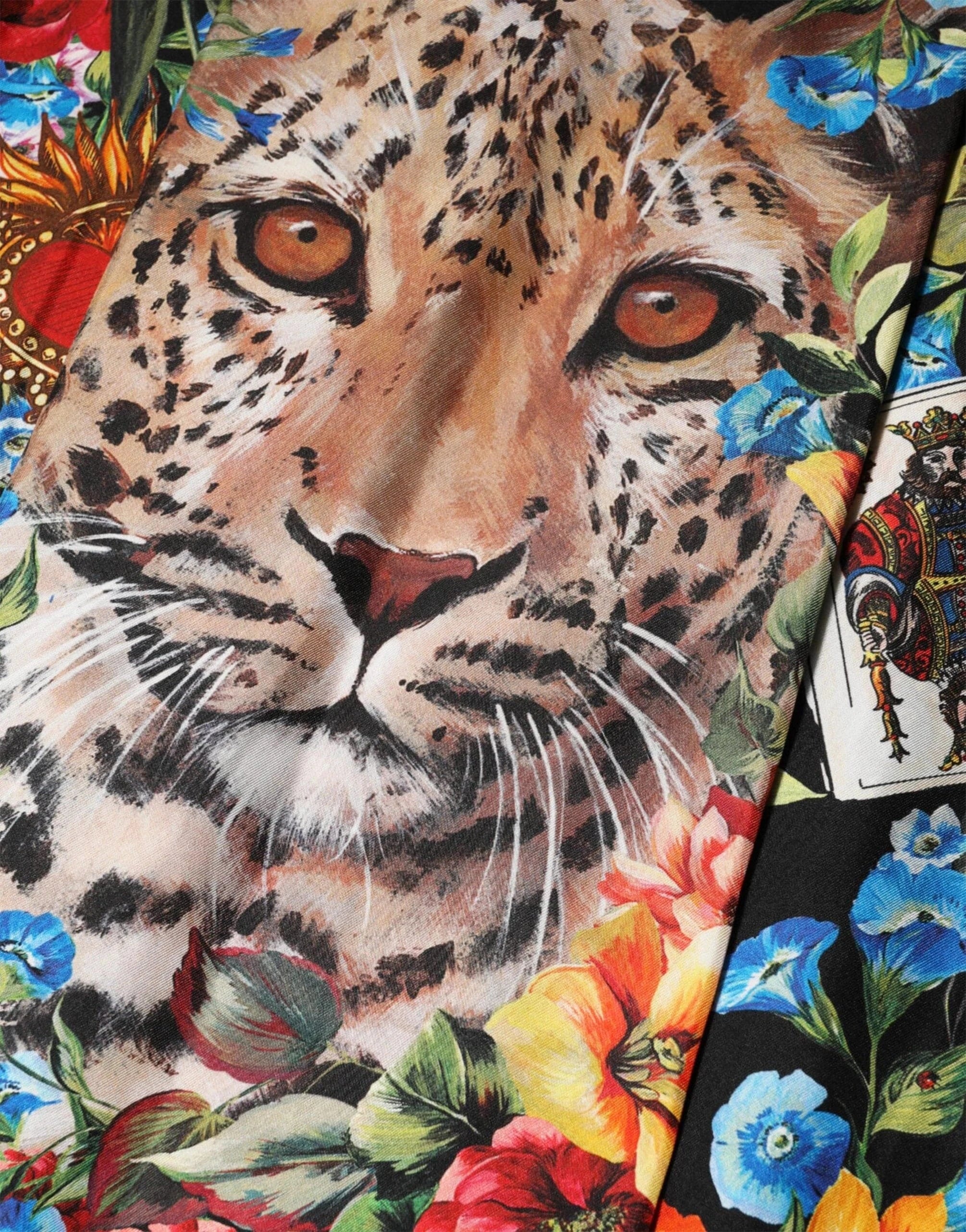 Dolce
Gabbana Leopard Floral-Print Silk Midi Dress