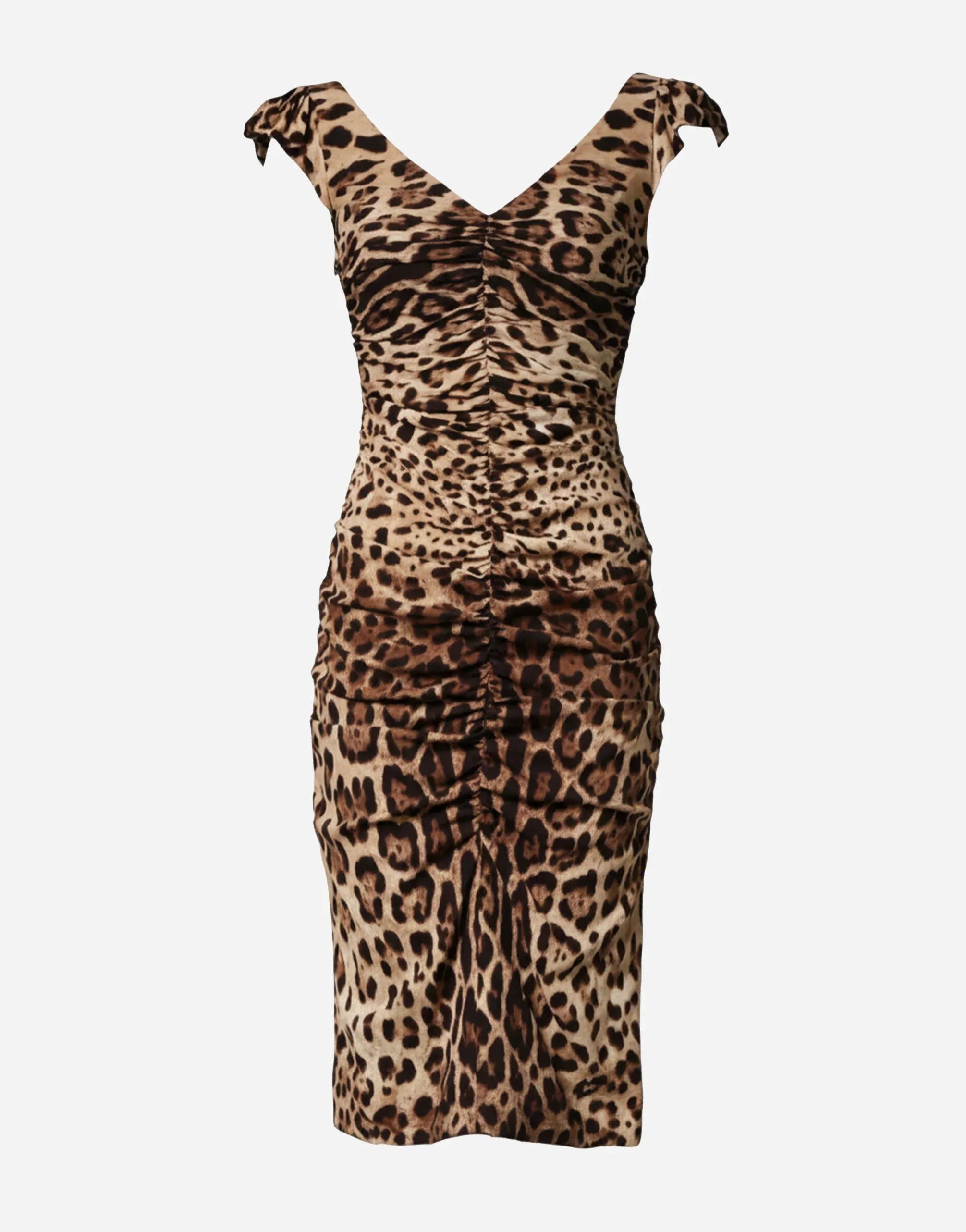 Dolce
Gabbana Leopard-Print Ruched Silk Blend Midi Dress