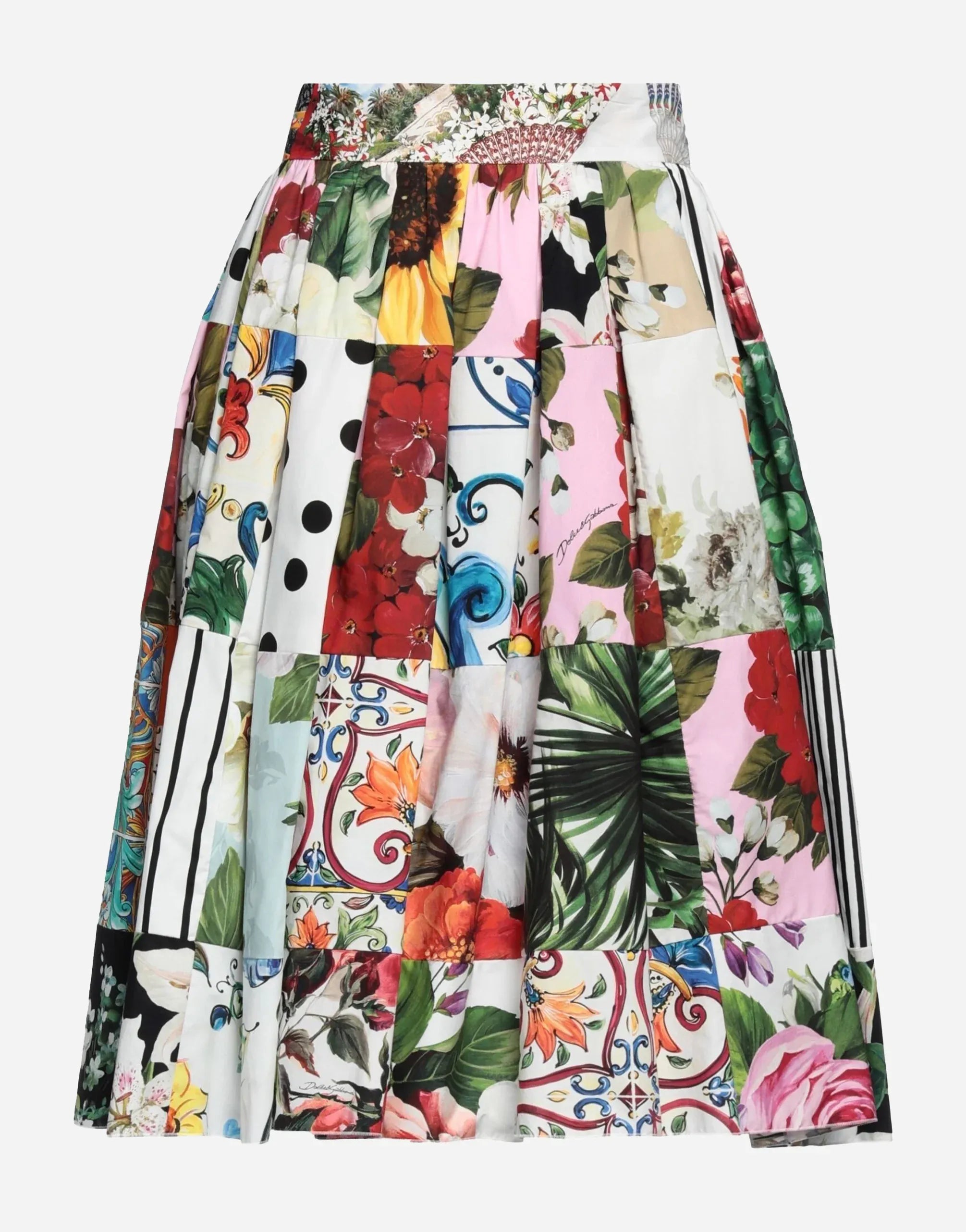 Dolce
Gabbana Patchwork High-Waist Midi Skirt