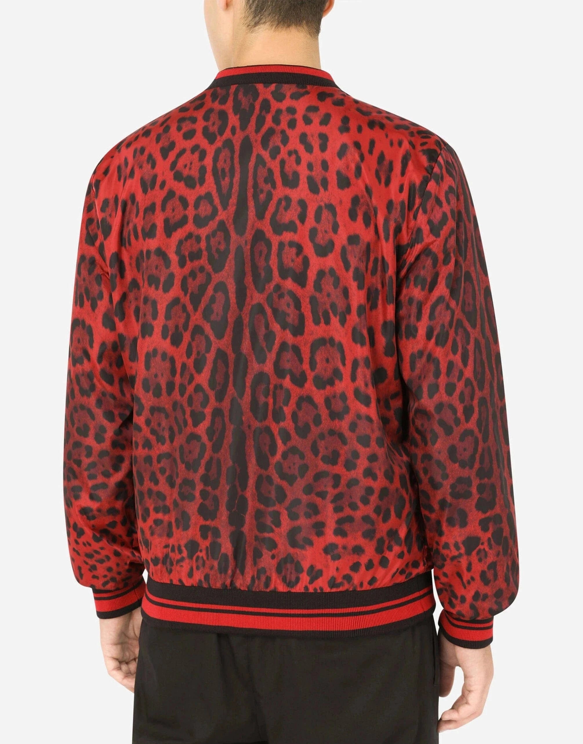 Dolce
Gabbana Red Leopard-Print Bomber Jacket