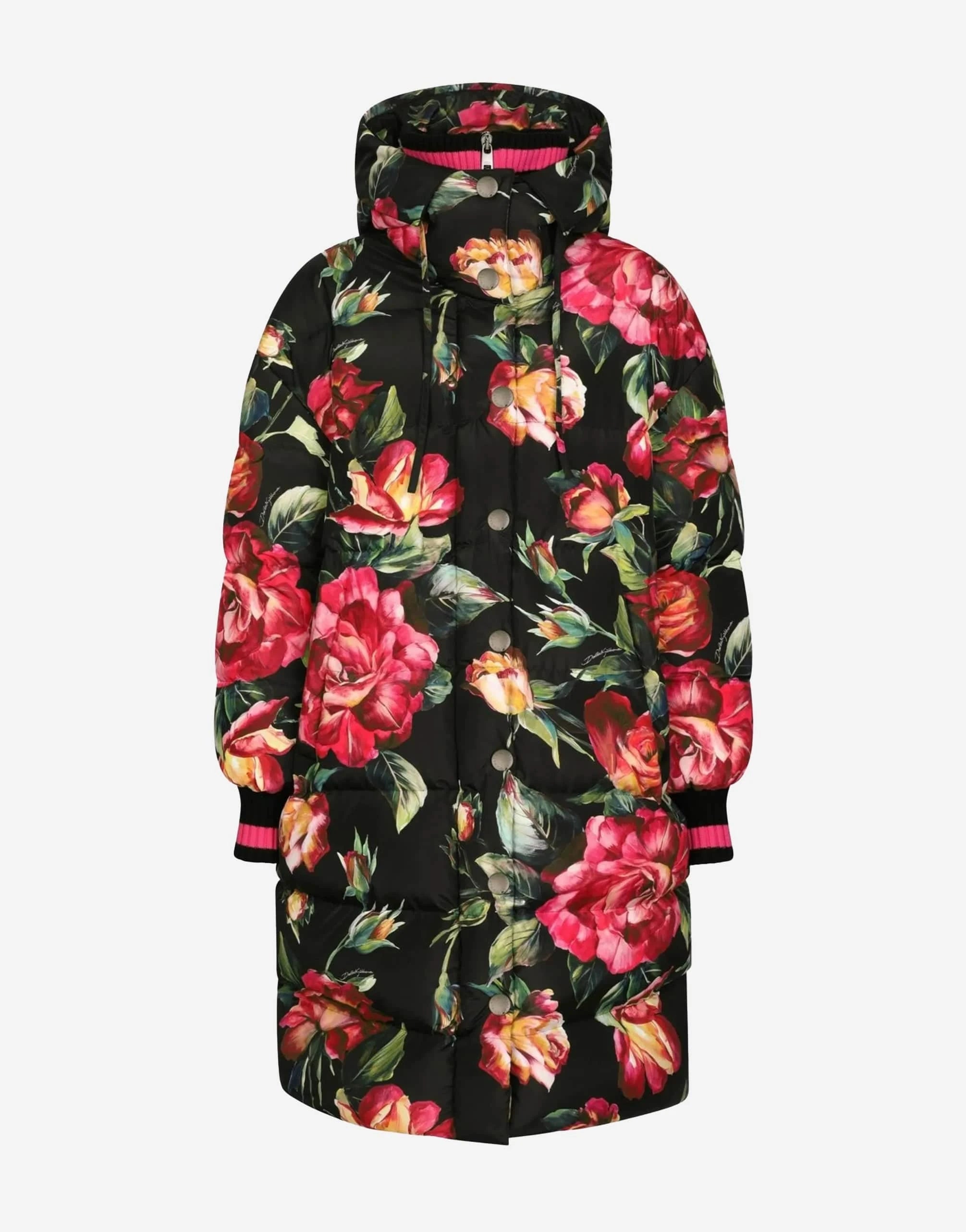Dolce
Gabbana Rose-Print Long Down Jacket