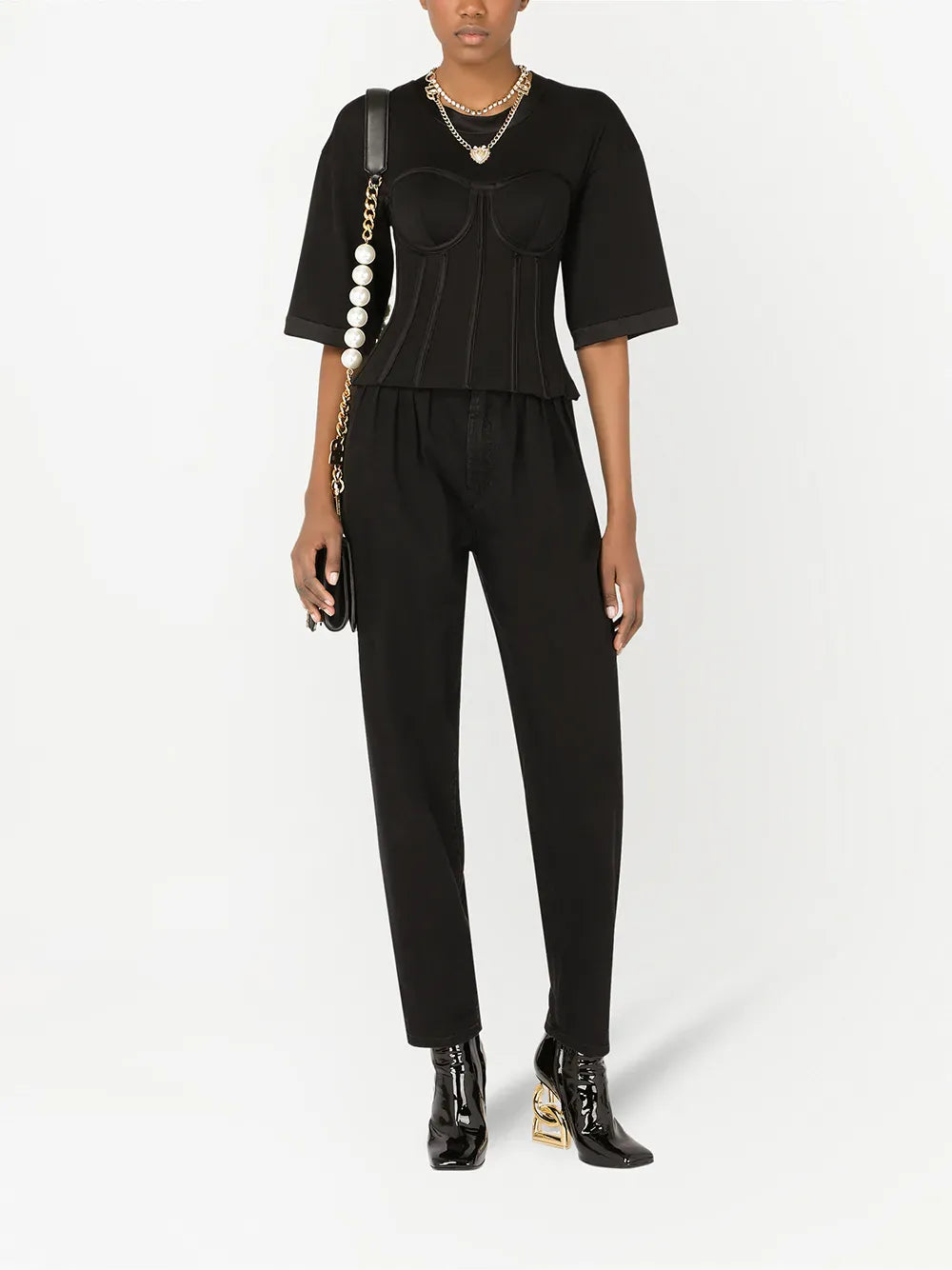 Dolce
Gabbana Short-Sleeve Bustier T-Shirt