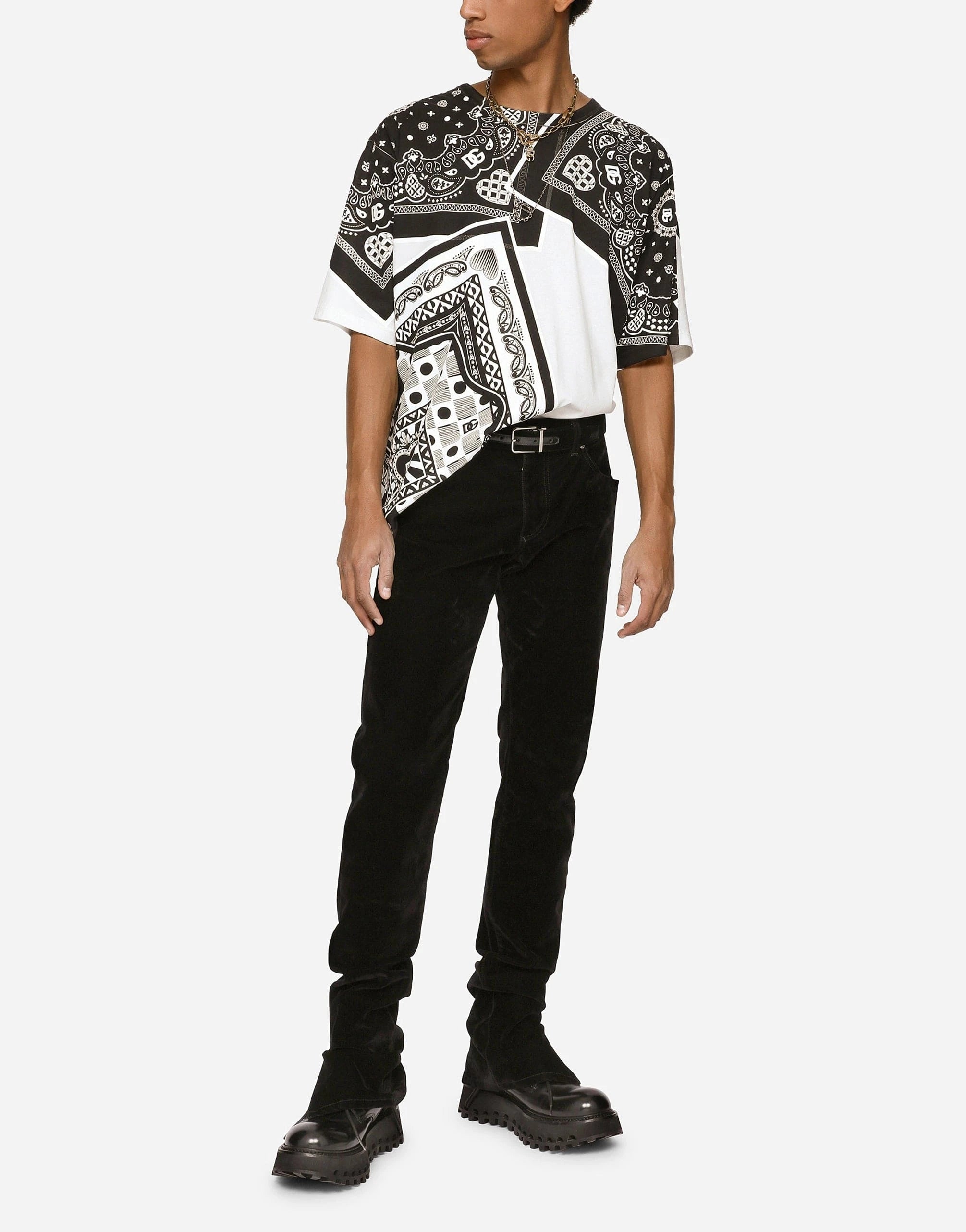 Dolce
Gabbana Slim-Fit Flocked Jeans