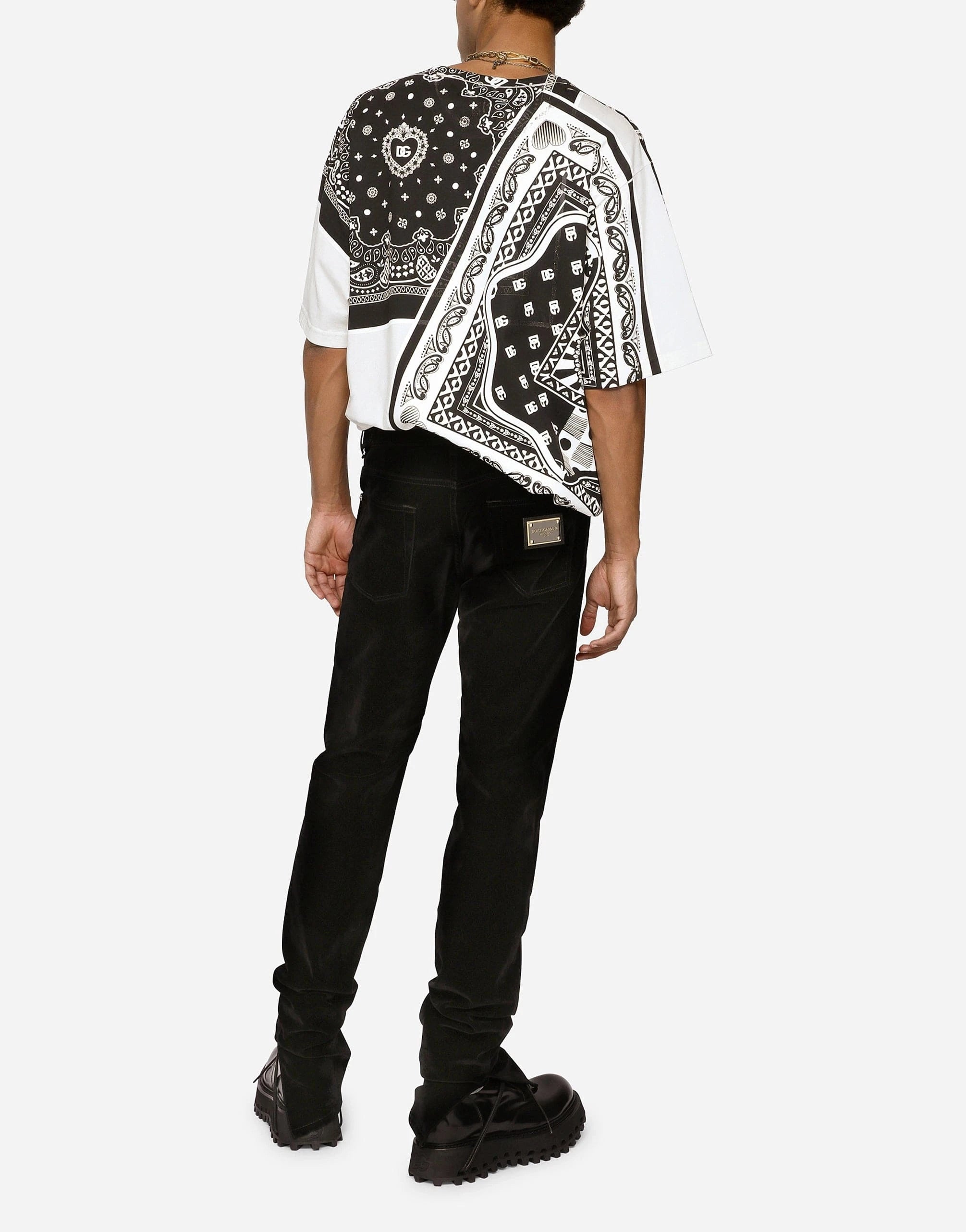 Dolce
Gabbana Slim-Fit Flocked Jeans