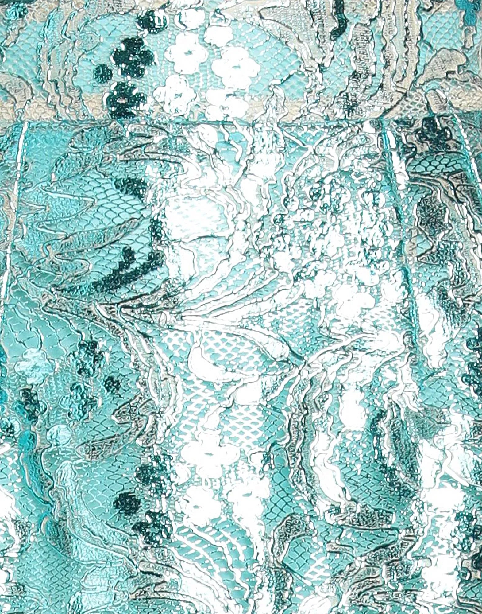 Dolce
Gabbana Turquoise Floral Sequin Lace Mini Skirt