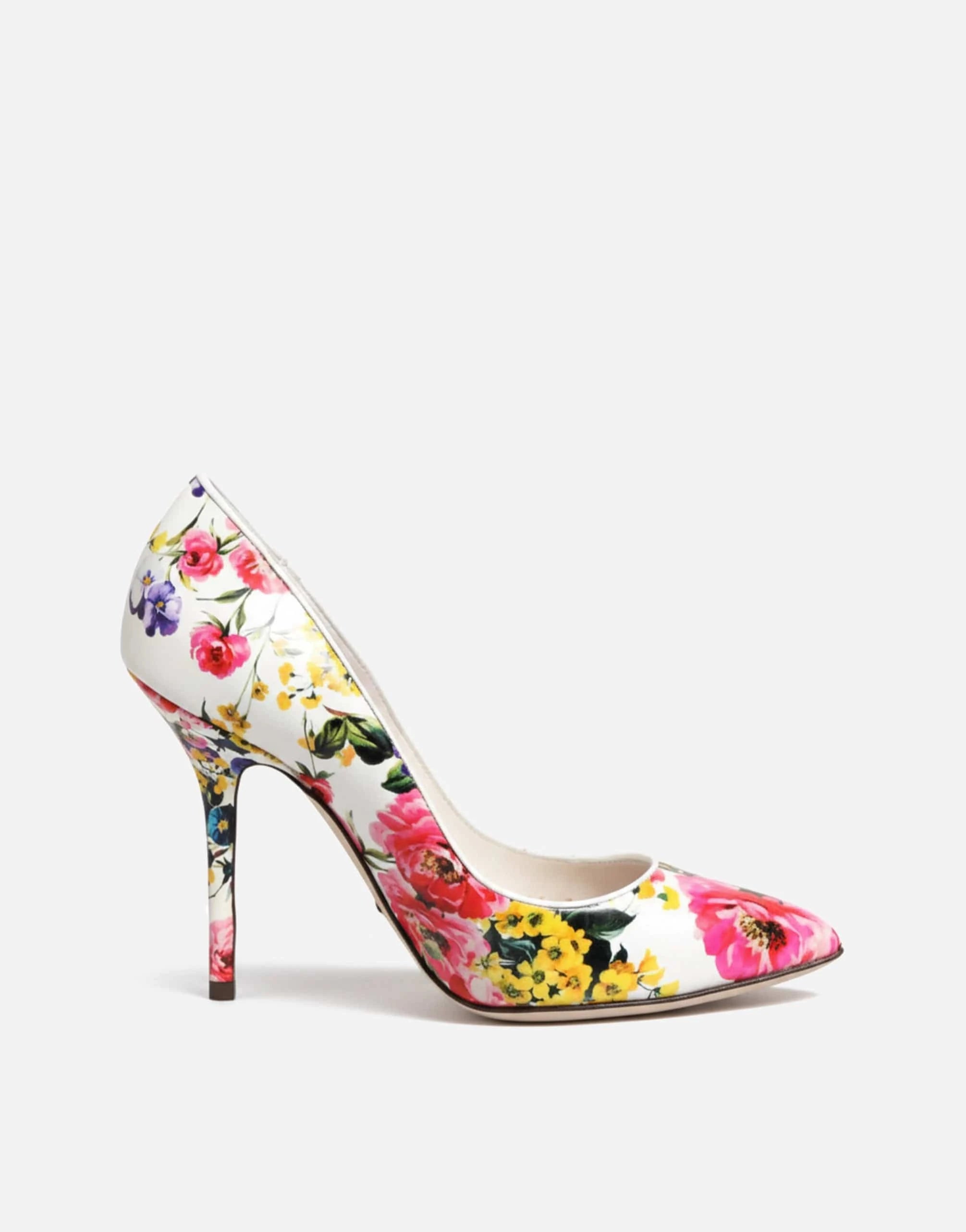 Dolce 
Gabbana White Floral Leather Pumps