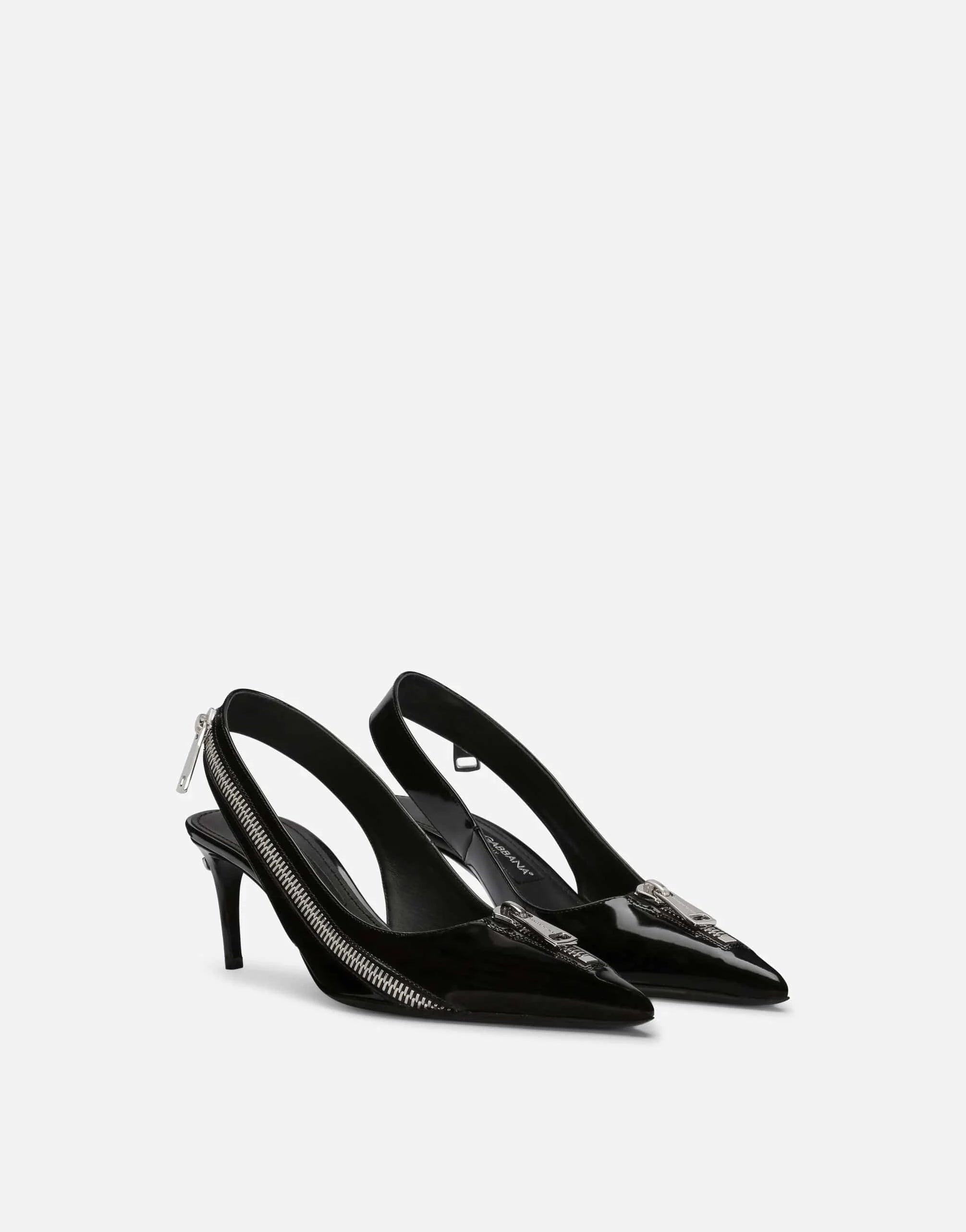 Dolce 
Gabbana Zipper-Embellished Leather Slingbacks