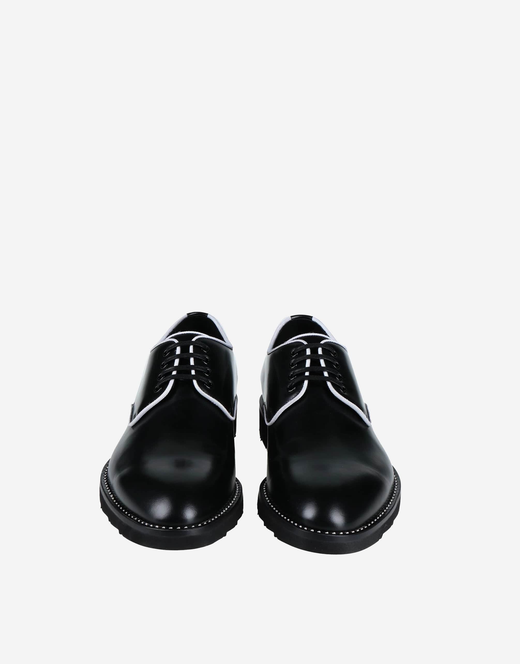 Dolce 
Gabbana Black White Leather Formal Shoes