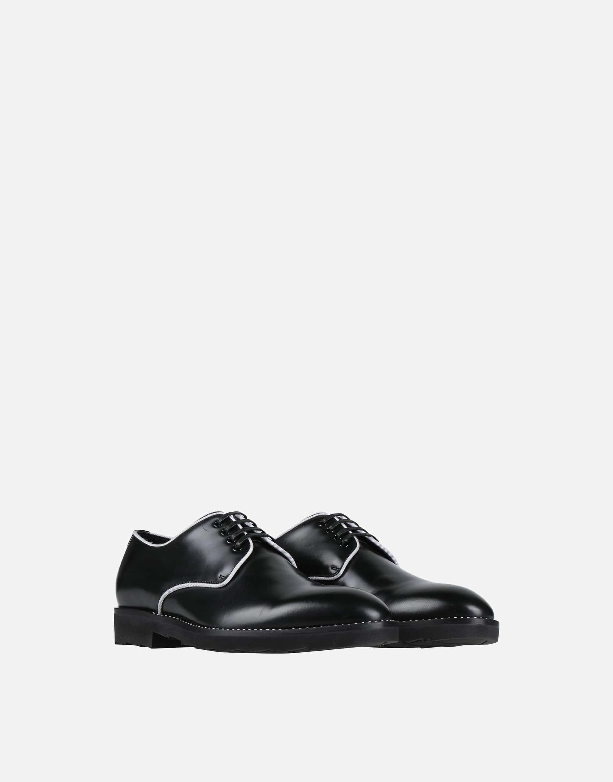 Dolce 
Gabbana Black White Leather Formal Shoes