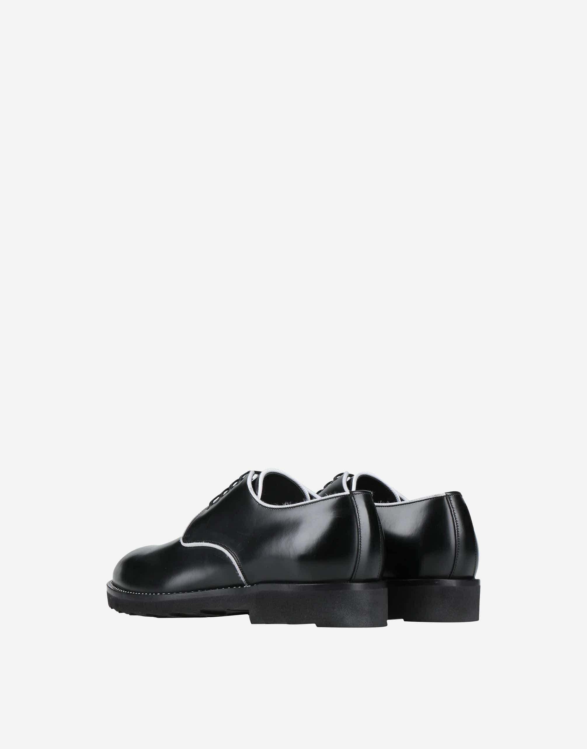 Dolce 
Gabbana Black White Leather Formal Shoes
