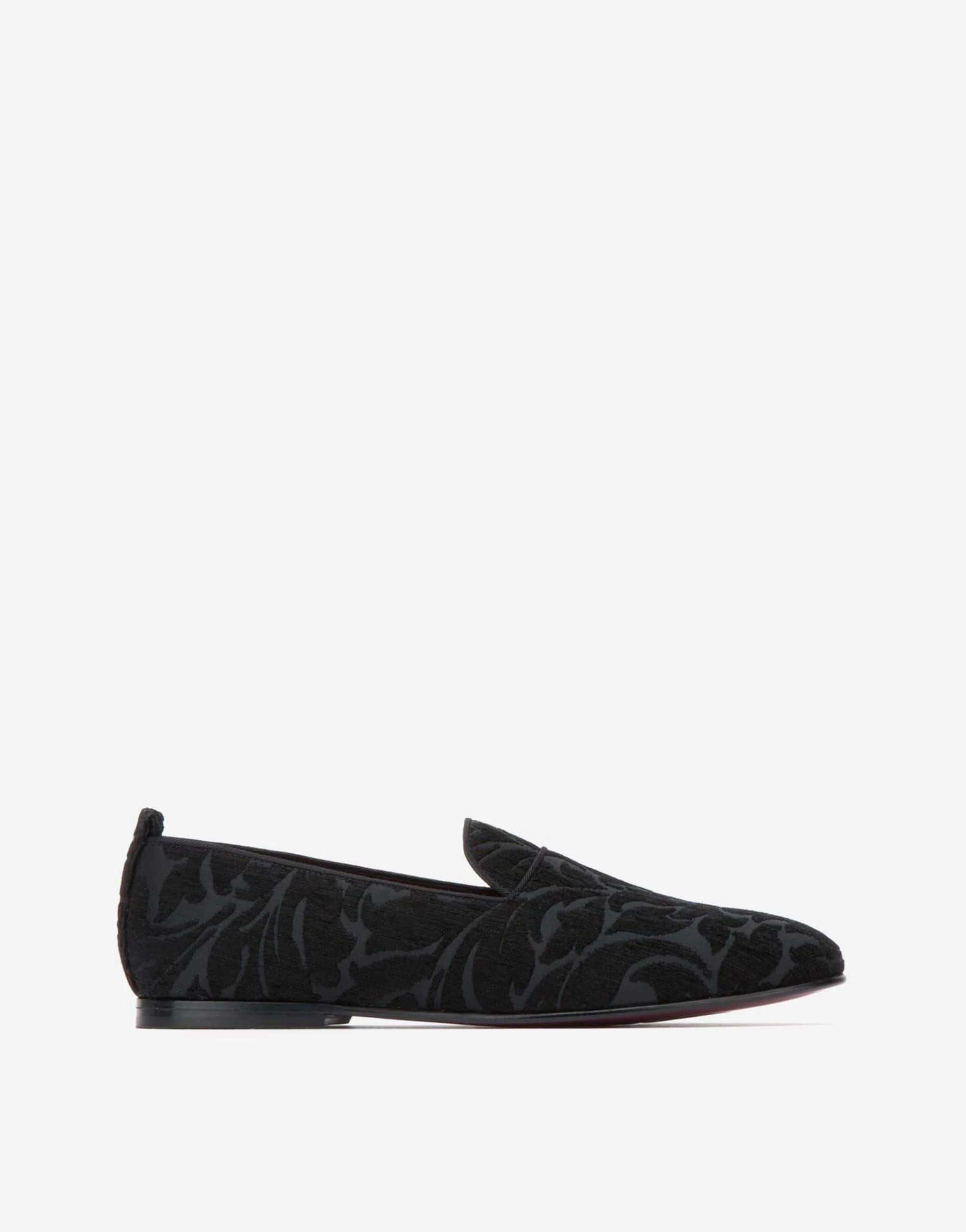 Black Brocade Loafers