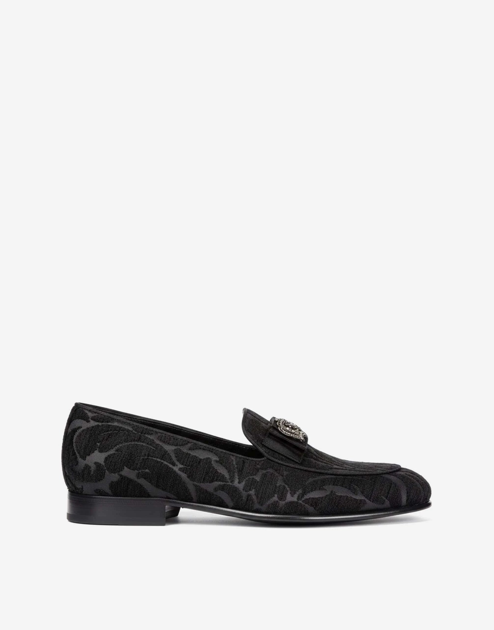 Brocade Crown-Embellished Loafers