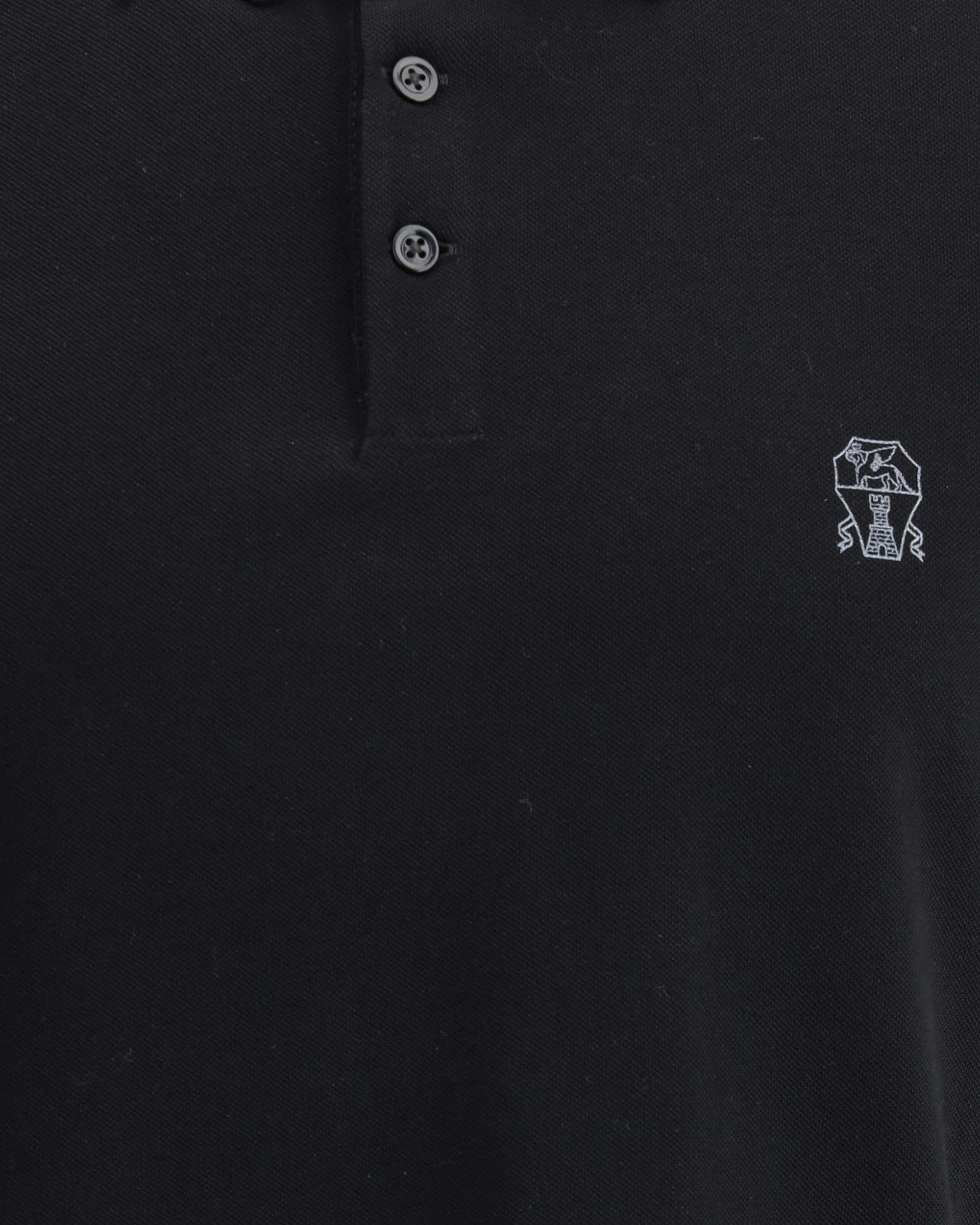 Brunello Cucinelli Black Cotton Logo Polo Shirt
