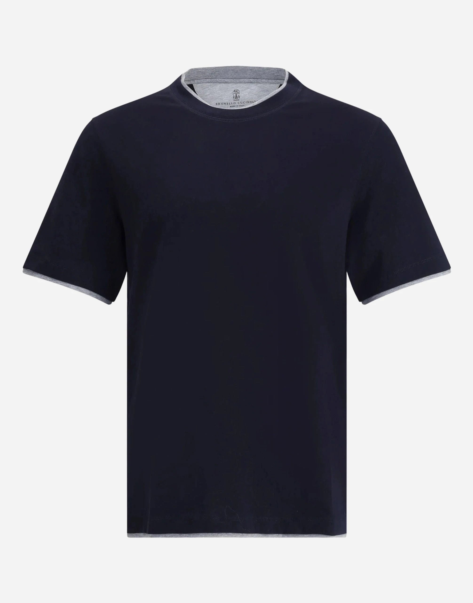 Brunello Cucinelli Blue Faux-Layering Crewneck T-Shirt