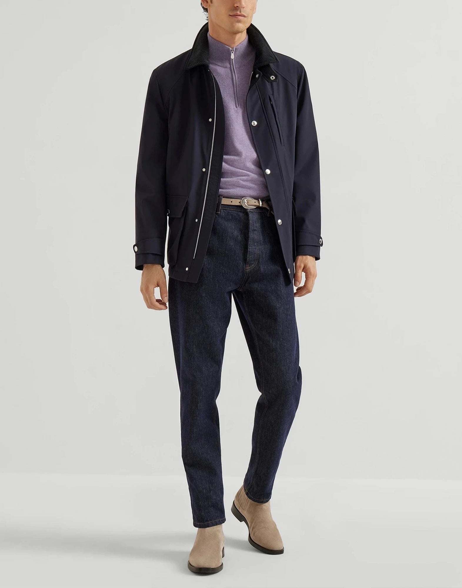 Brunello Cucinelli Blue Half-Zip Cashmere Sweater