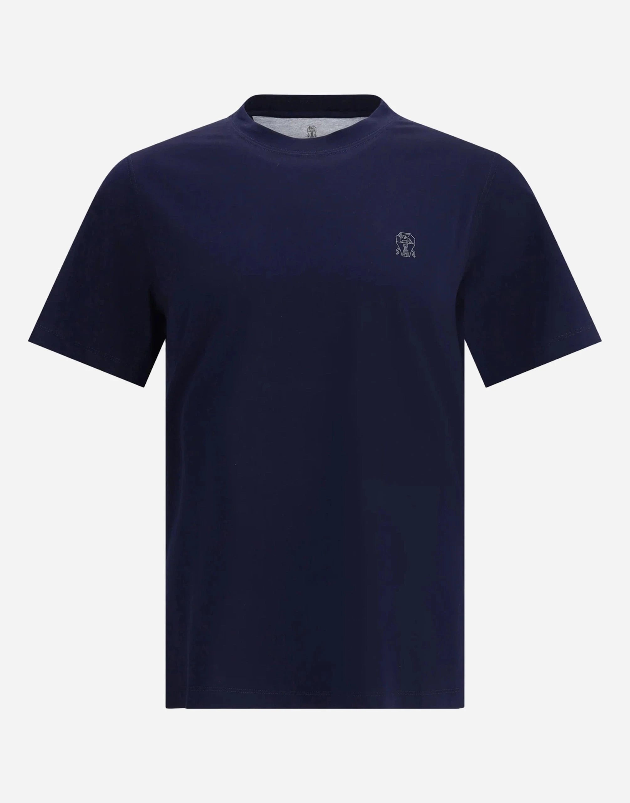 Brunello Cucinelli Blue Jersey Cotton Logo T-Shirt