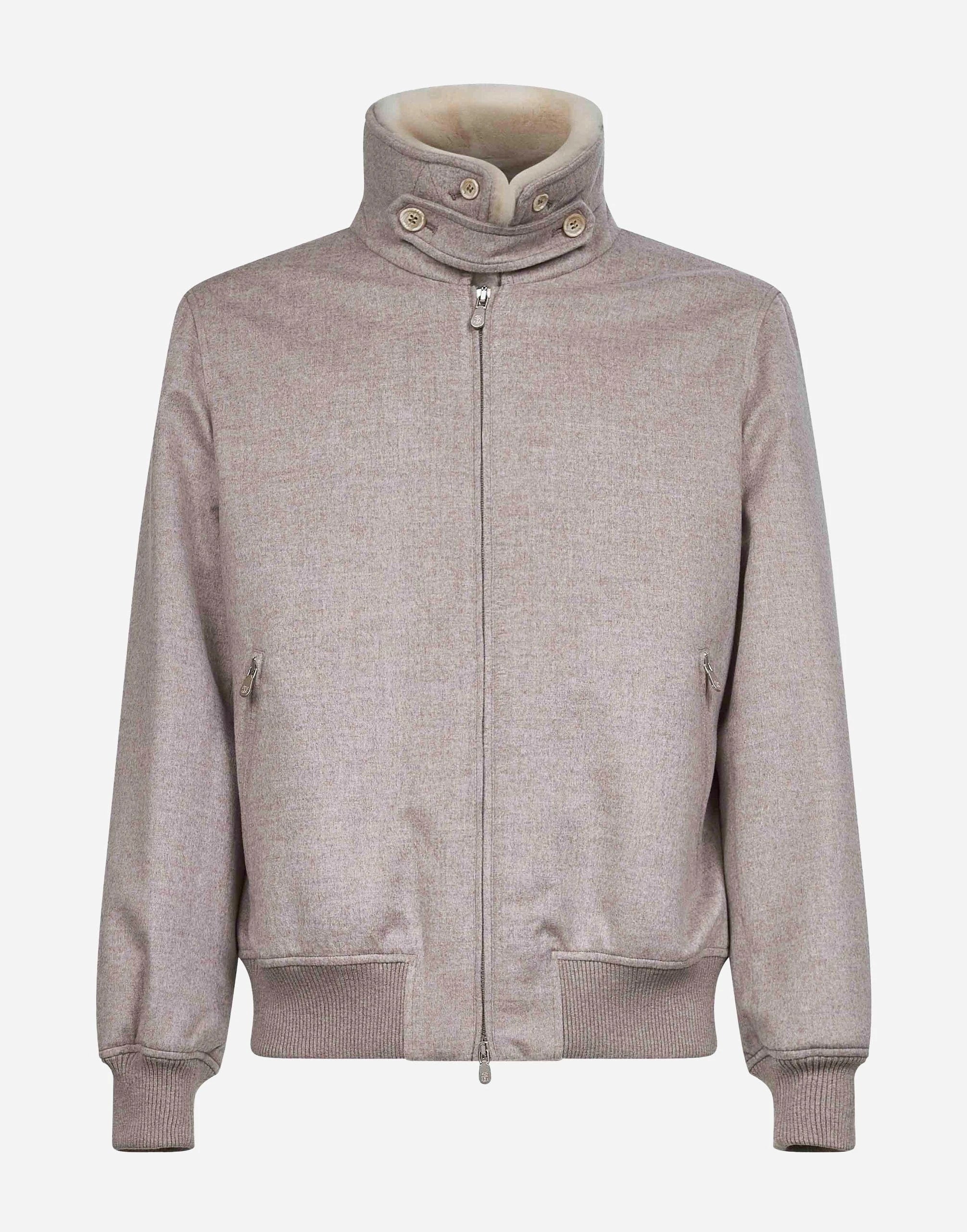 Brunello Cucinelli Bonded Cashmere Beaver Cloth Bomber Jacket