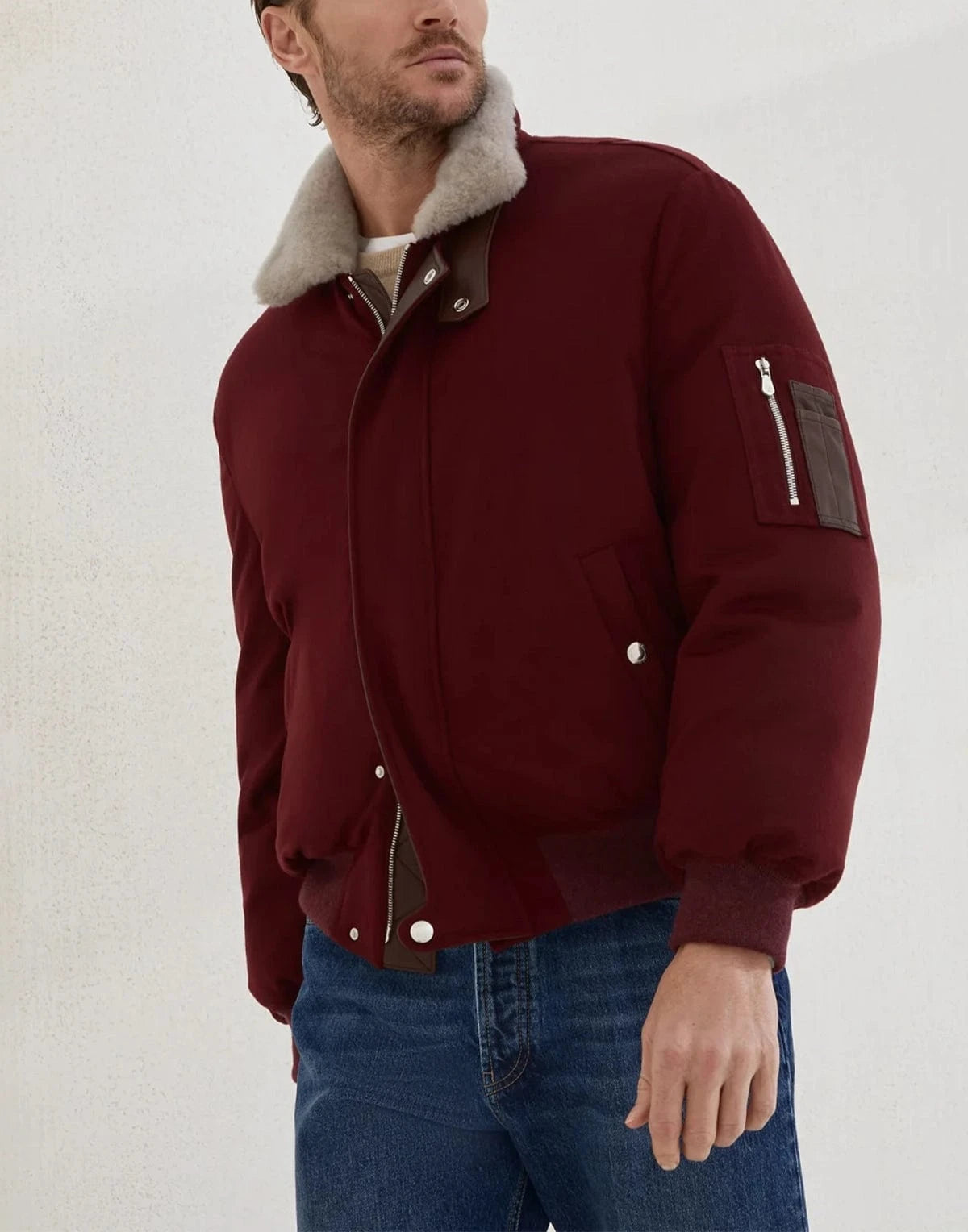 Brunello Cucinelli Bonded Wool Flannel Down Jacket