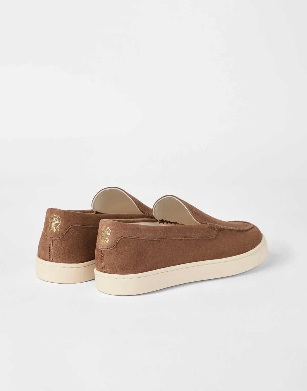 Brunello Cucinelli Brown Chevron-Effect Suede Loafers