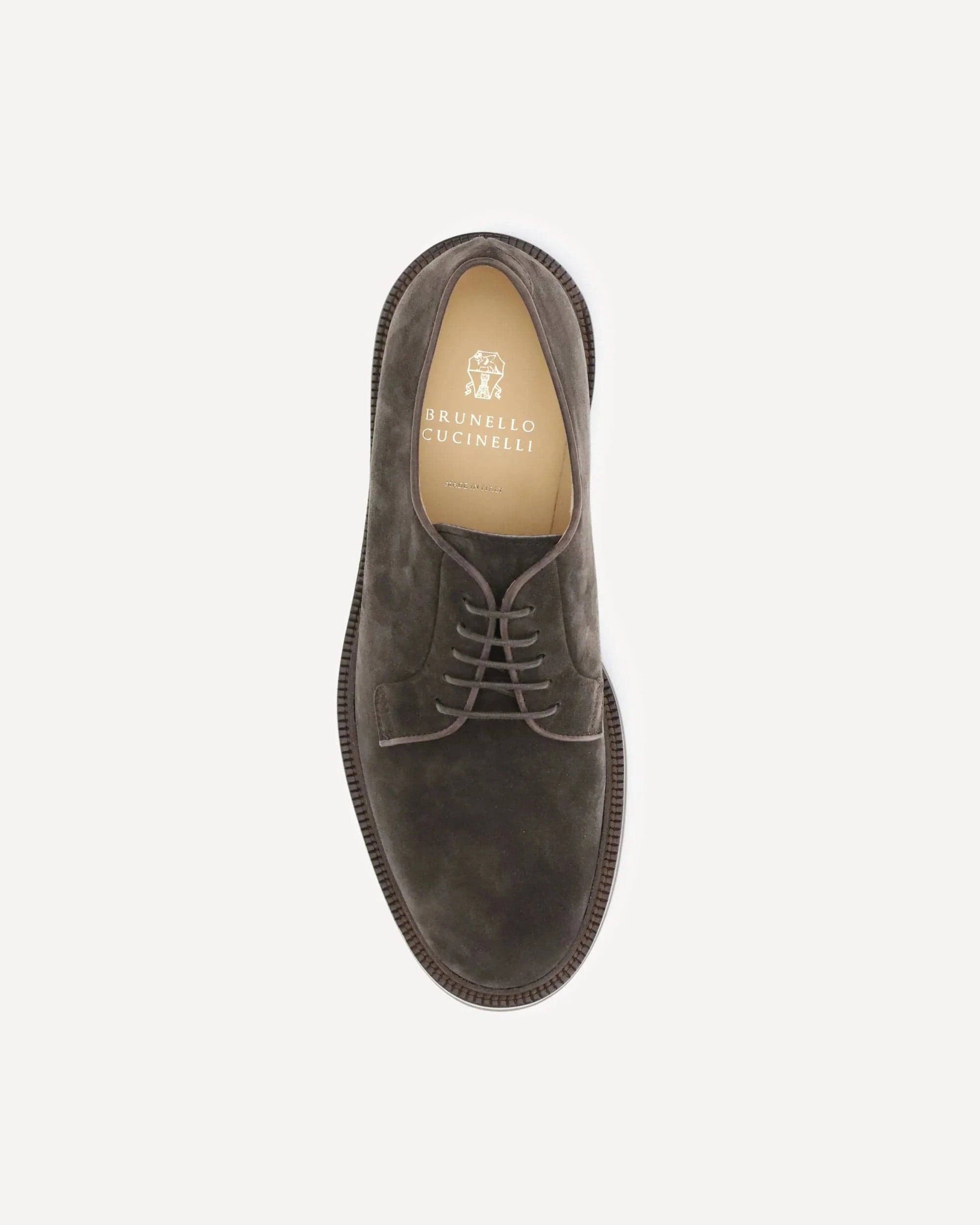 Brunello Cucinelli Brown Suede Derby Shoes