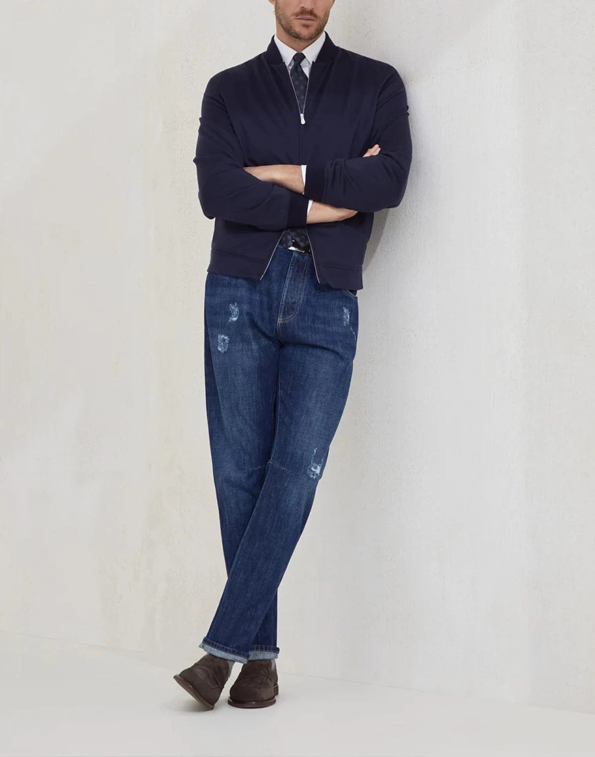 Brunello Cucinelli Cashmere Flannel Bomber Jacket