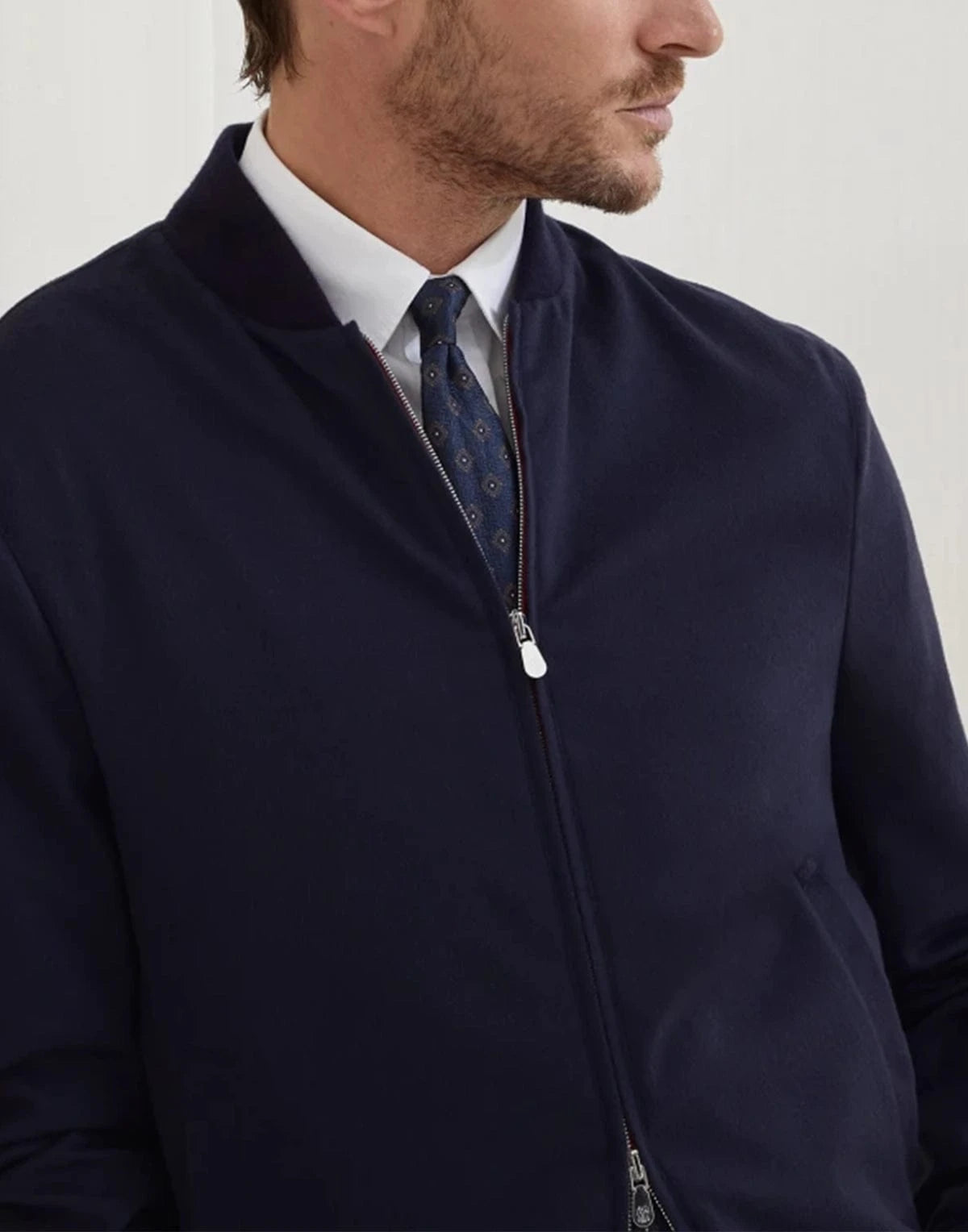 Brunello Cucinelli Cashmere Flannel Bomber Jacket