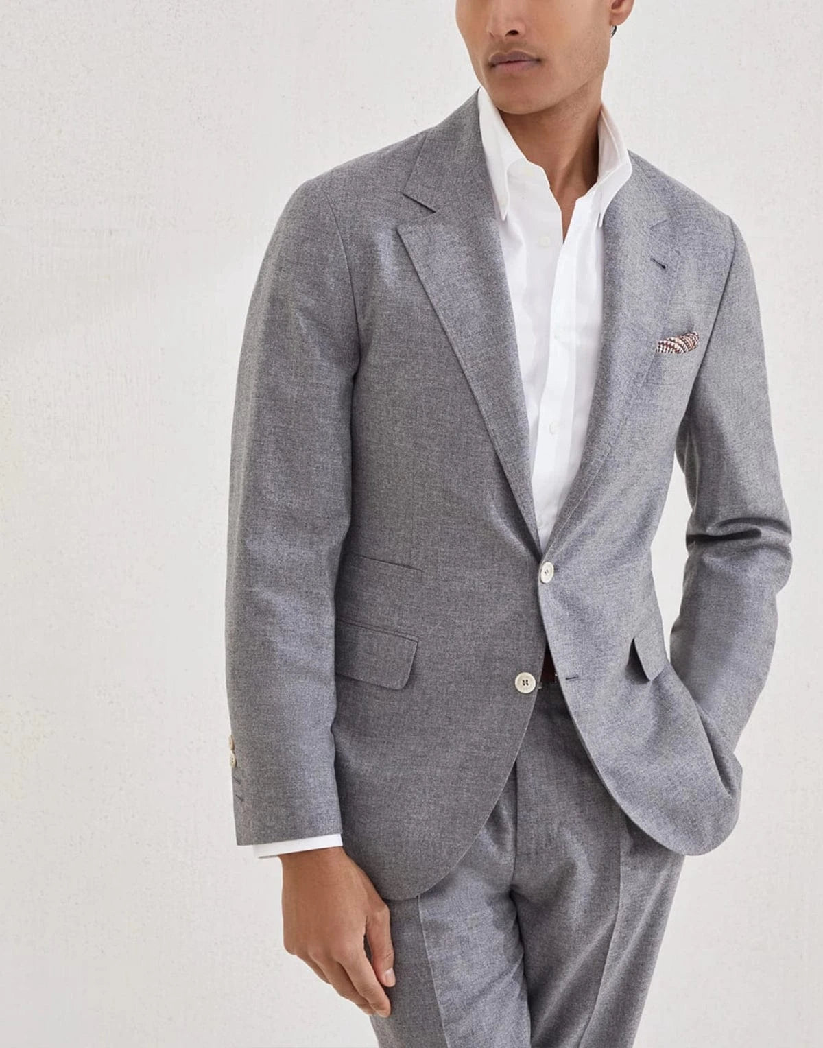 Brunello Cucinelli Cashmere-Silk Flannel Deconstructed Blazer
