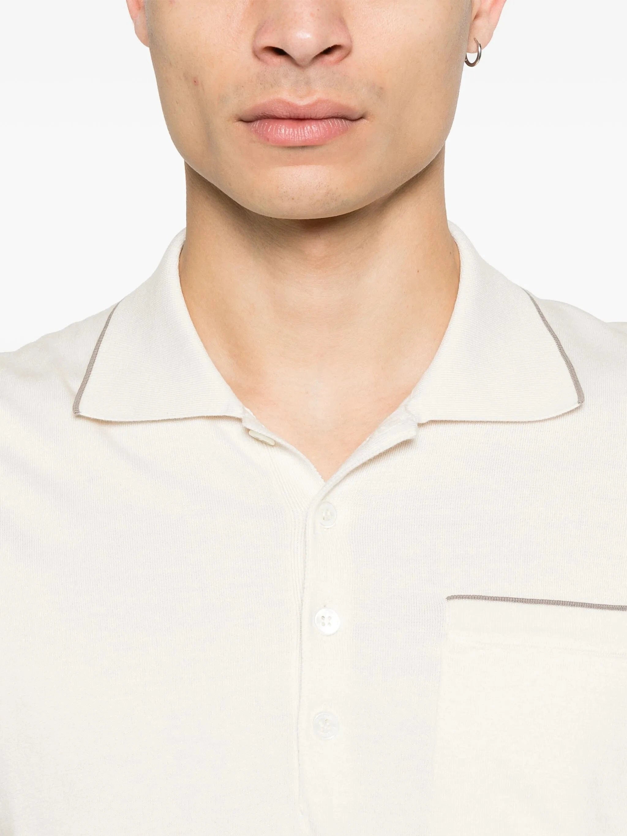 Brunello Cucinelli Contrast-Trim Cotton Polo Shirt