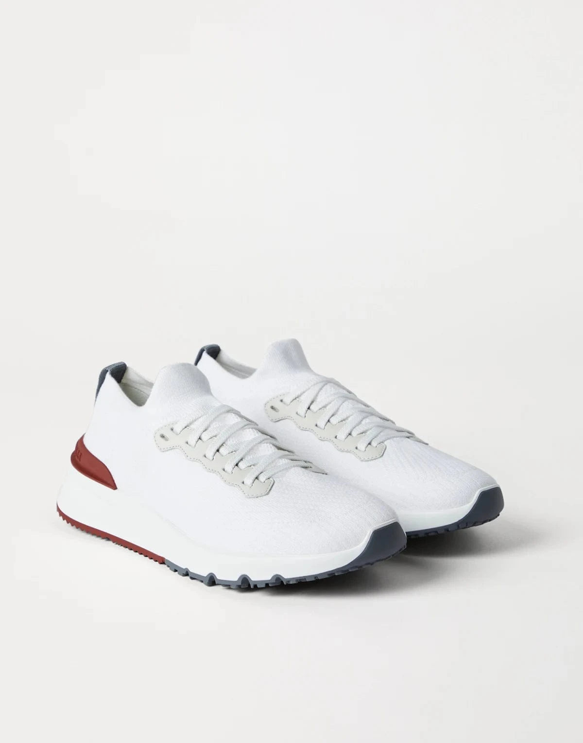 Brunello Cucinelli Cotton Knit Leather Sneakers