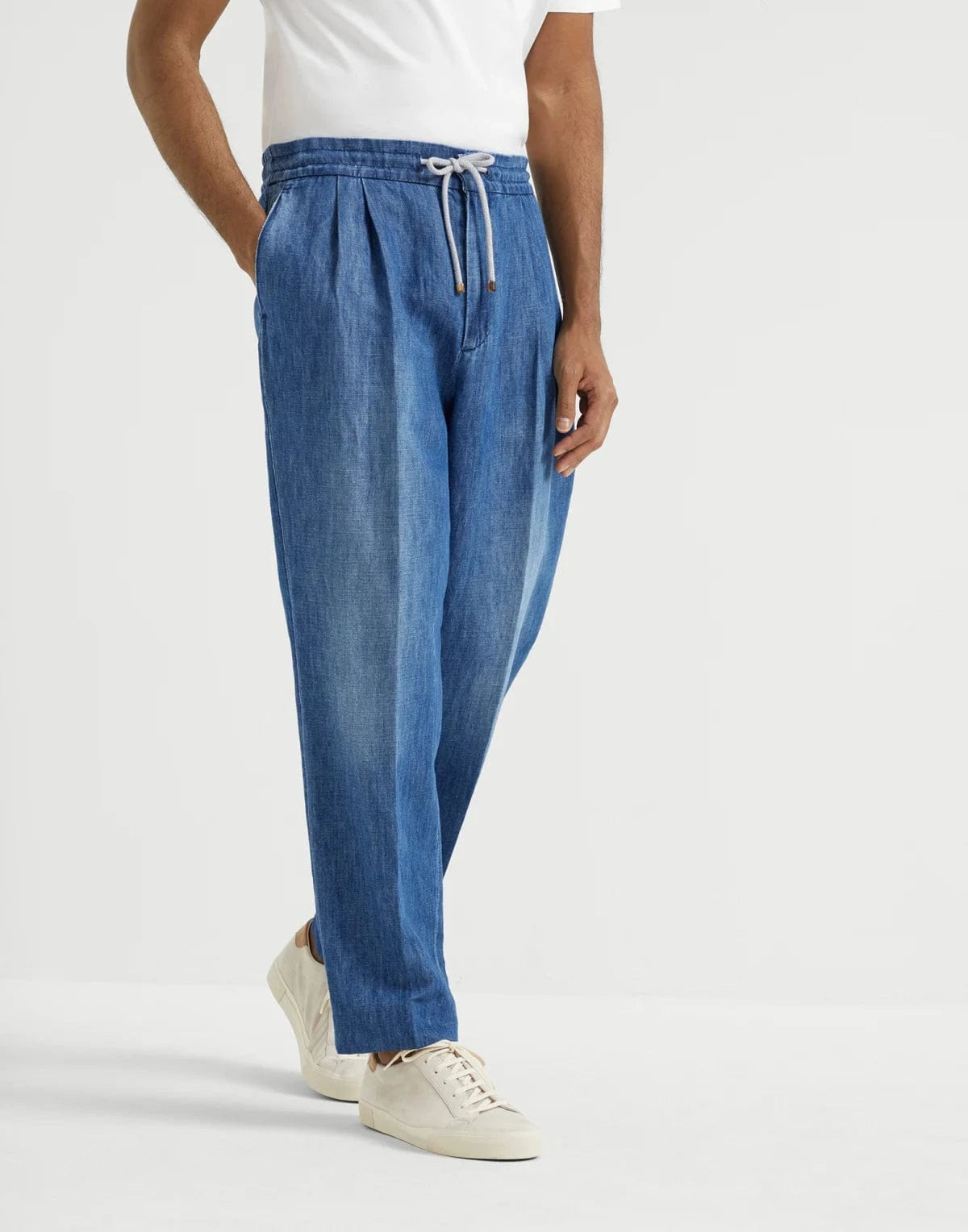 Brunello Cucinelli Cotton-Linen Blend Drawstring Jeans