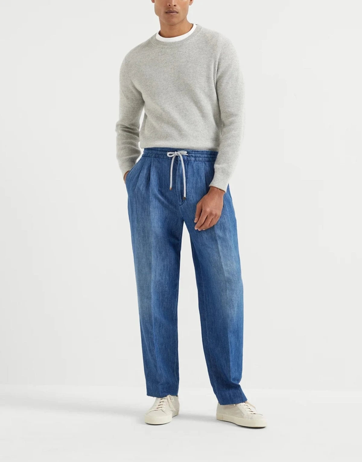 Brunello Cucinelli Cotton-Linen Blend Drawstring Jeans