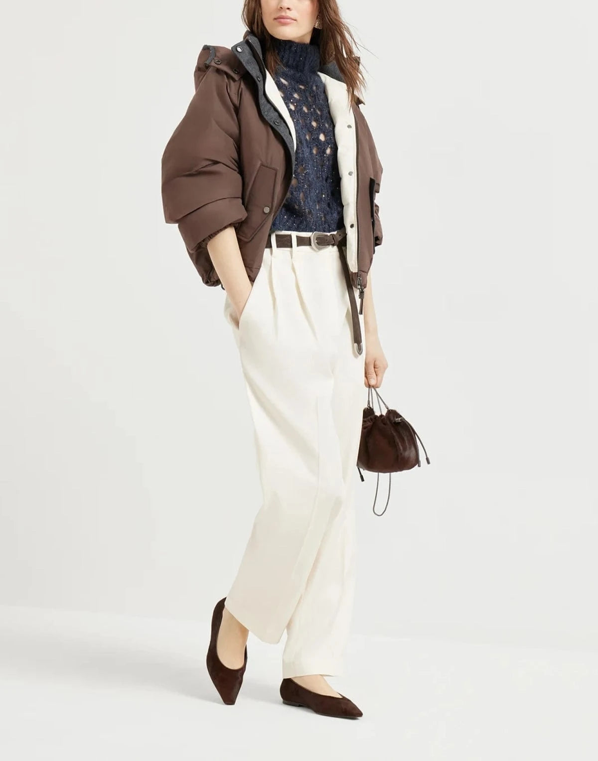 Brunello Cucinelli Cotton Water-Resistant Taffeta Cropped Jacket