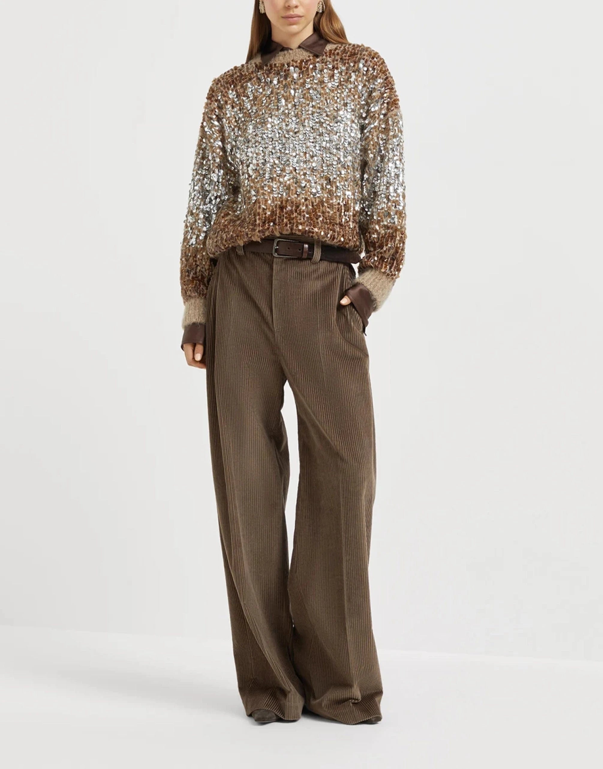 Brunello Cucinelli Dazzling Dégradé Embroidery Sweater