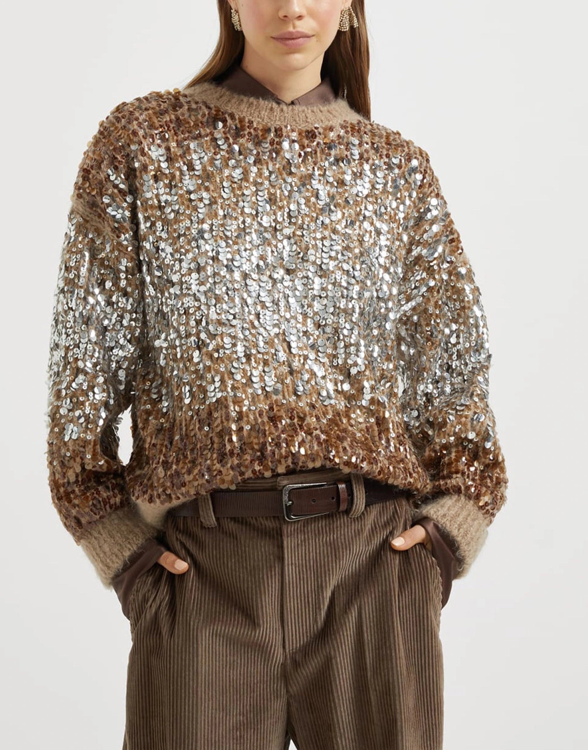 Brunello Cucinelli Dazzling Dégradé Embroidery Sweater