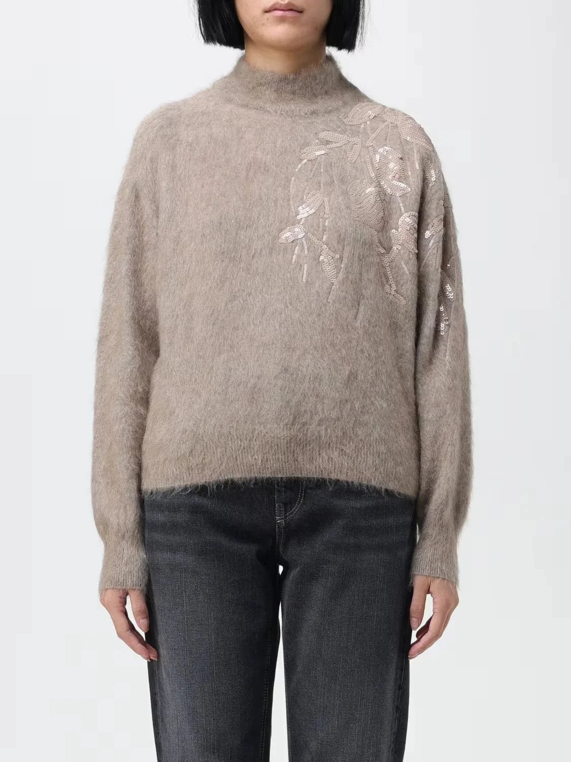 Brunello Cucinelli Dazzling Ramage Embroidery Sweater