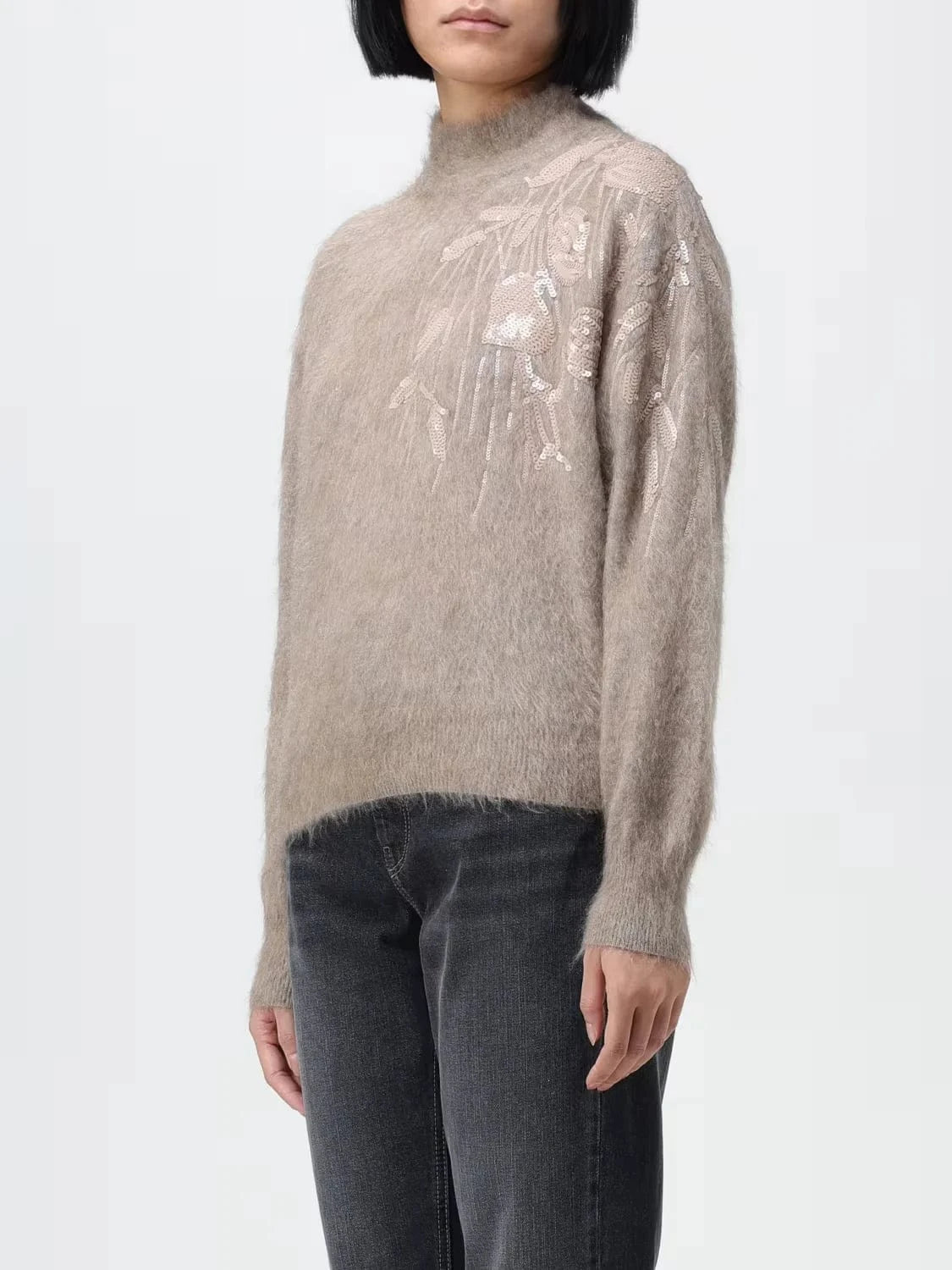 Brunello Cucinelli Dazzling Ramage Embroidery Sweater