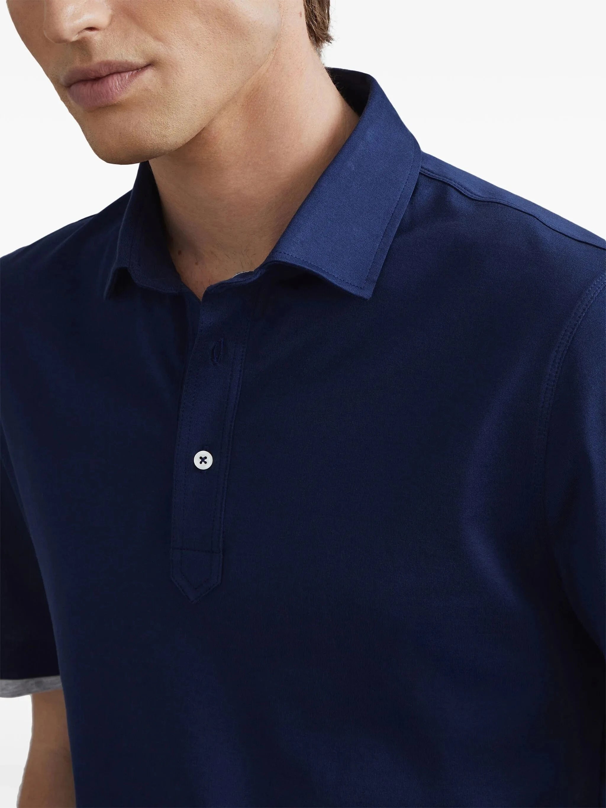 Brunello Cucinelli Faux-Layering Cotton Jersey Polo Shirt