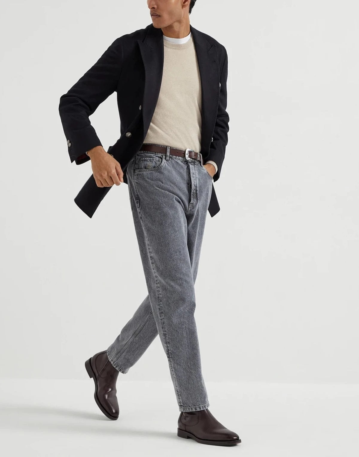 Brunello Cucinelli Grey Denim Iconic Fit Jeans