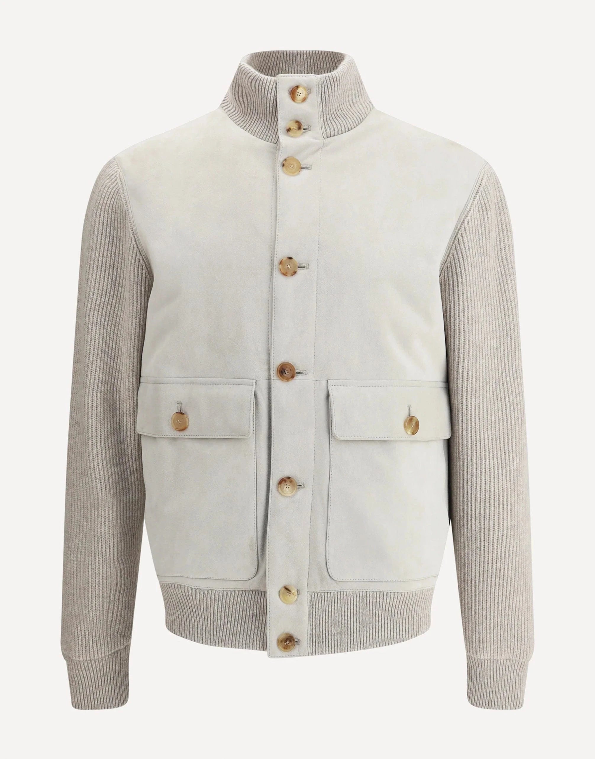 Brunello Cucinelli High-Neck Suede Jacket