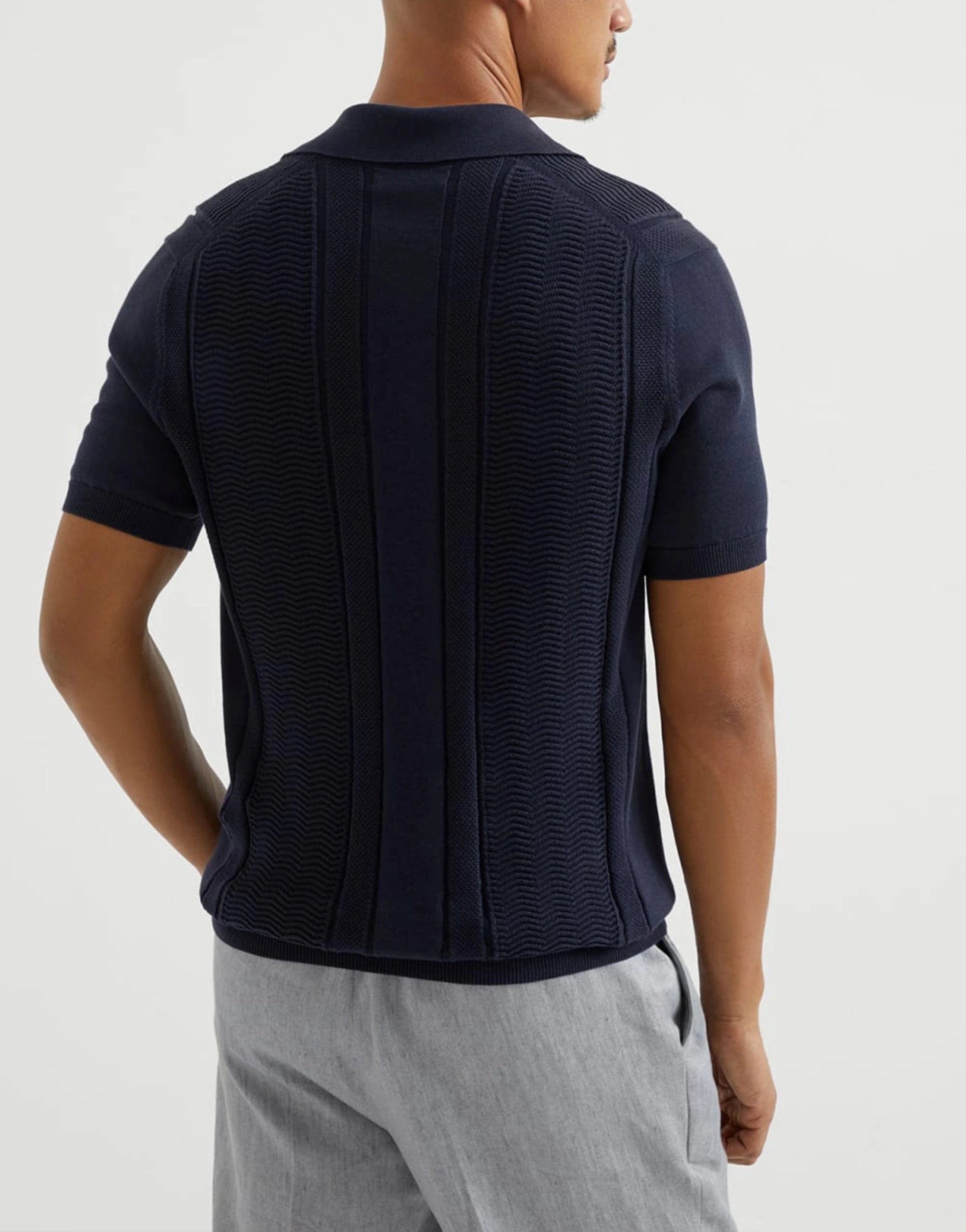 Brunello Cucinelli Jacquard Striped Cotton Knit Polo Shirt