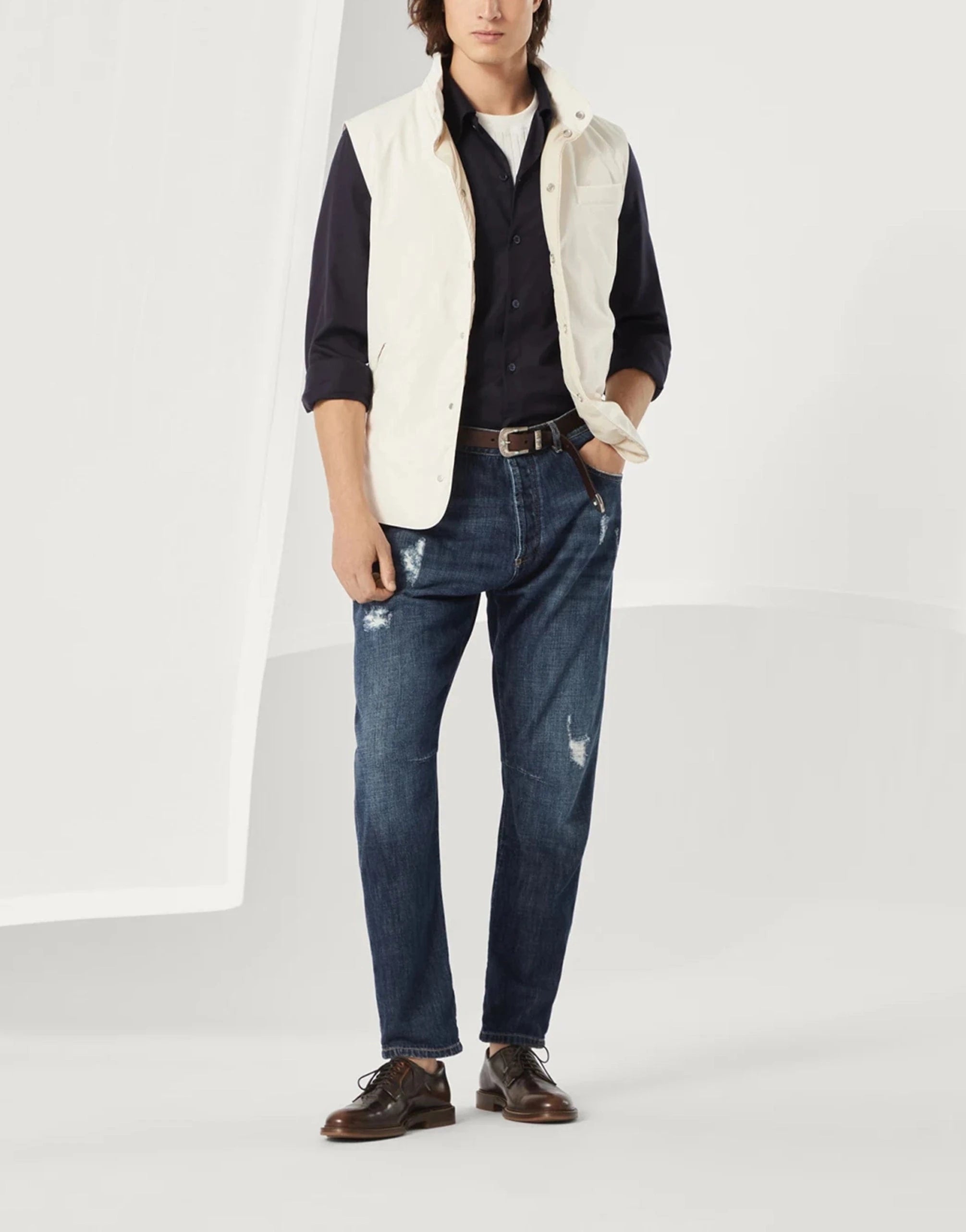 Brunello Cucinelli Linen-Cotton Blend Ribbed T-Shirt