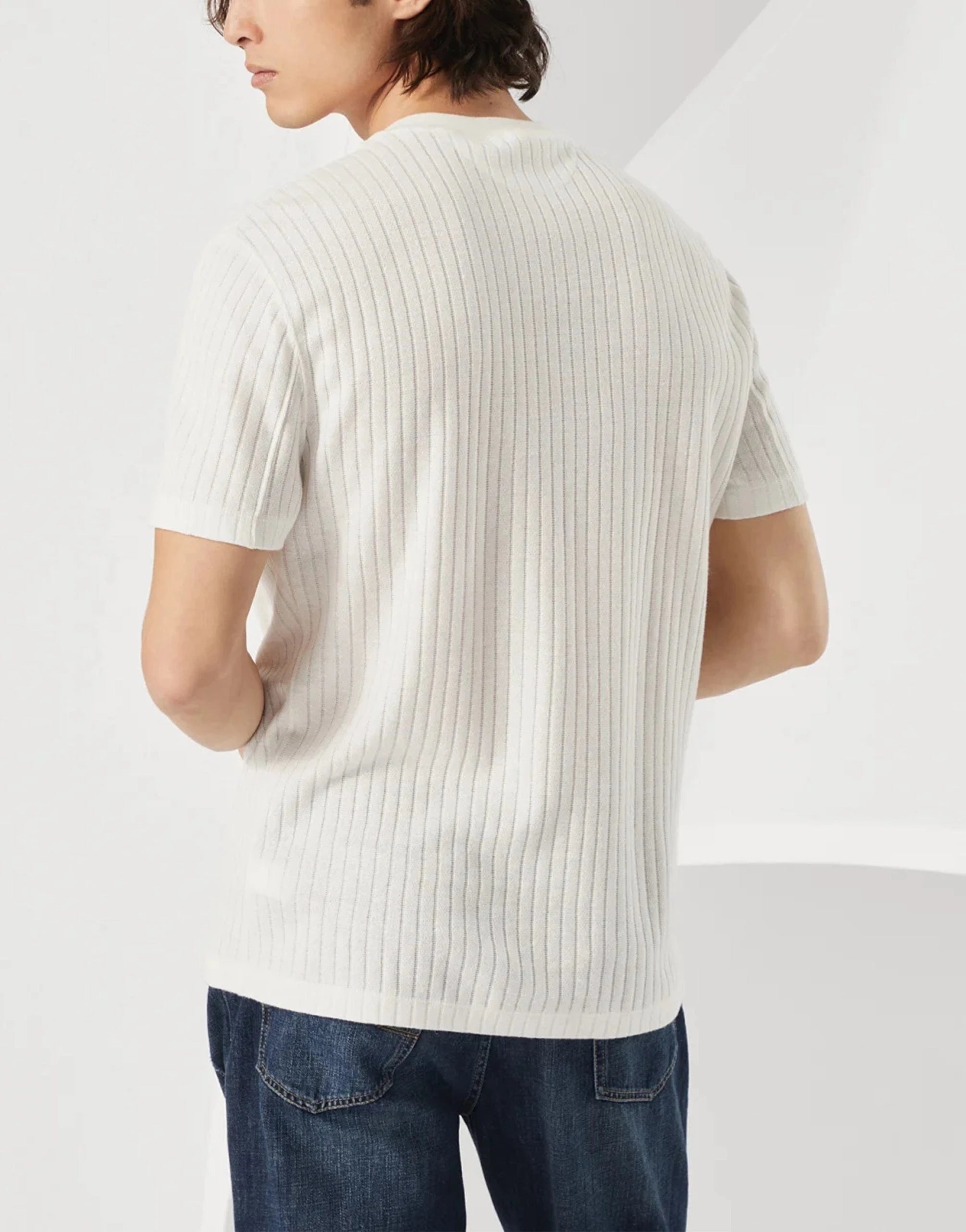 Brunello Cucinelli Linen-Cotton Blend Ribbed T-Shirt