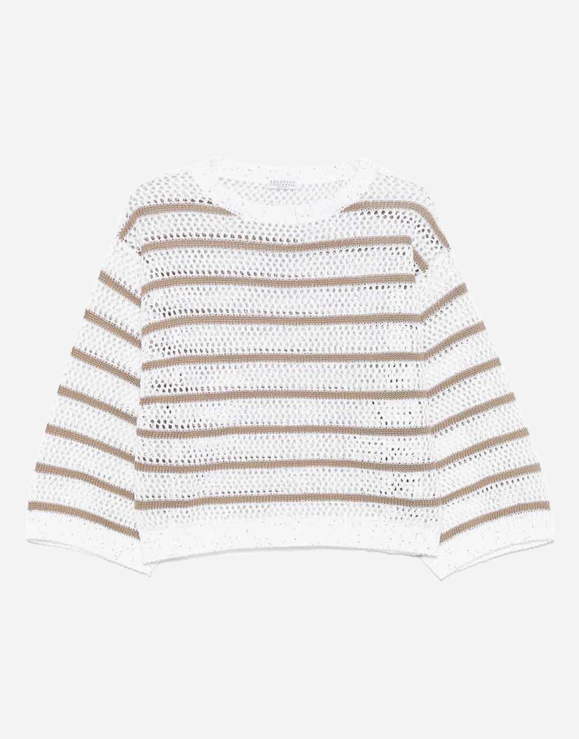 Brunello Cucinelli Linen Dazzling Striped Sweater