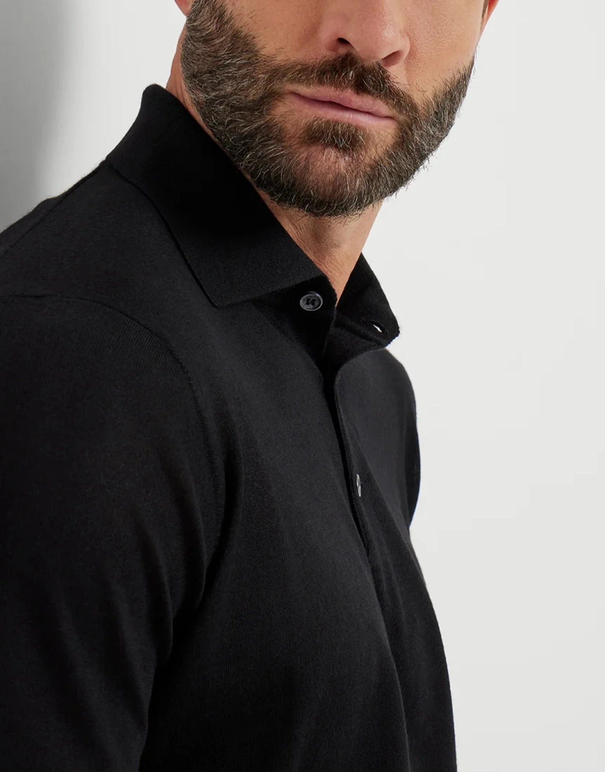 Brunello Cucinelli Long-Sleeve Wool-Cashmere Blend Polo Shirt