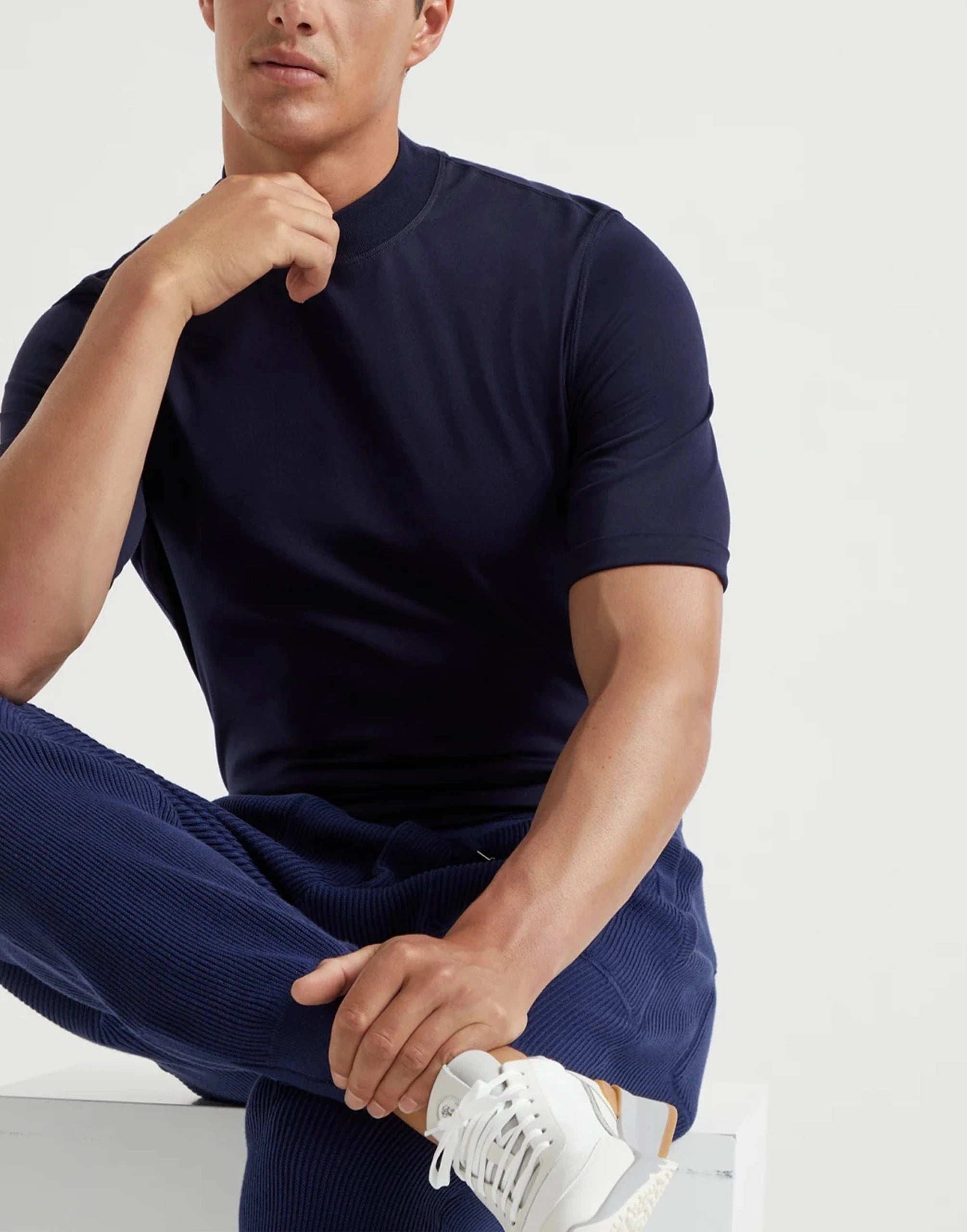 Brunello Cucinelli Mock-Neck Cotton T-Shirt