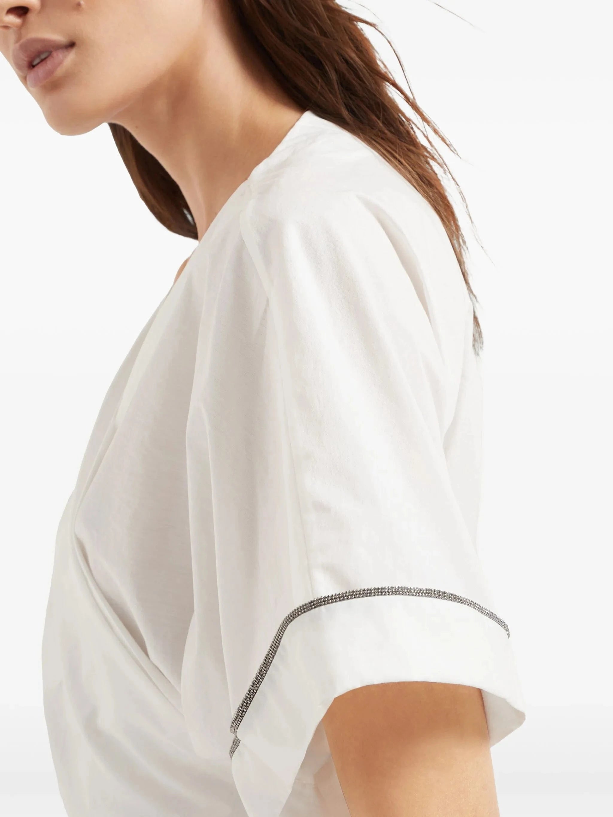 Brunello Cucinelli Poplin Kimono-Style Blouse