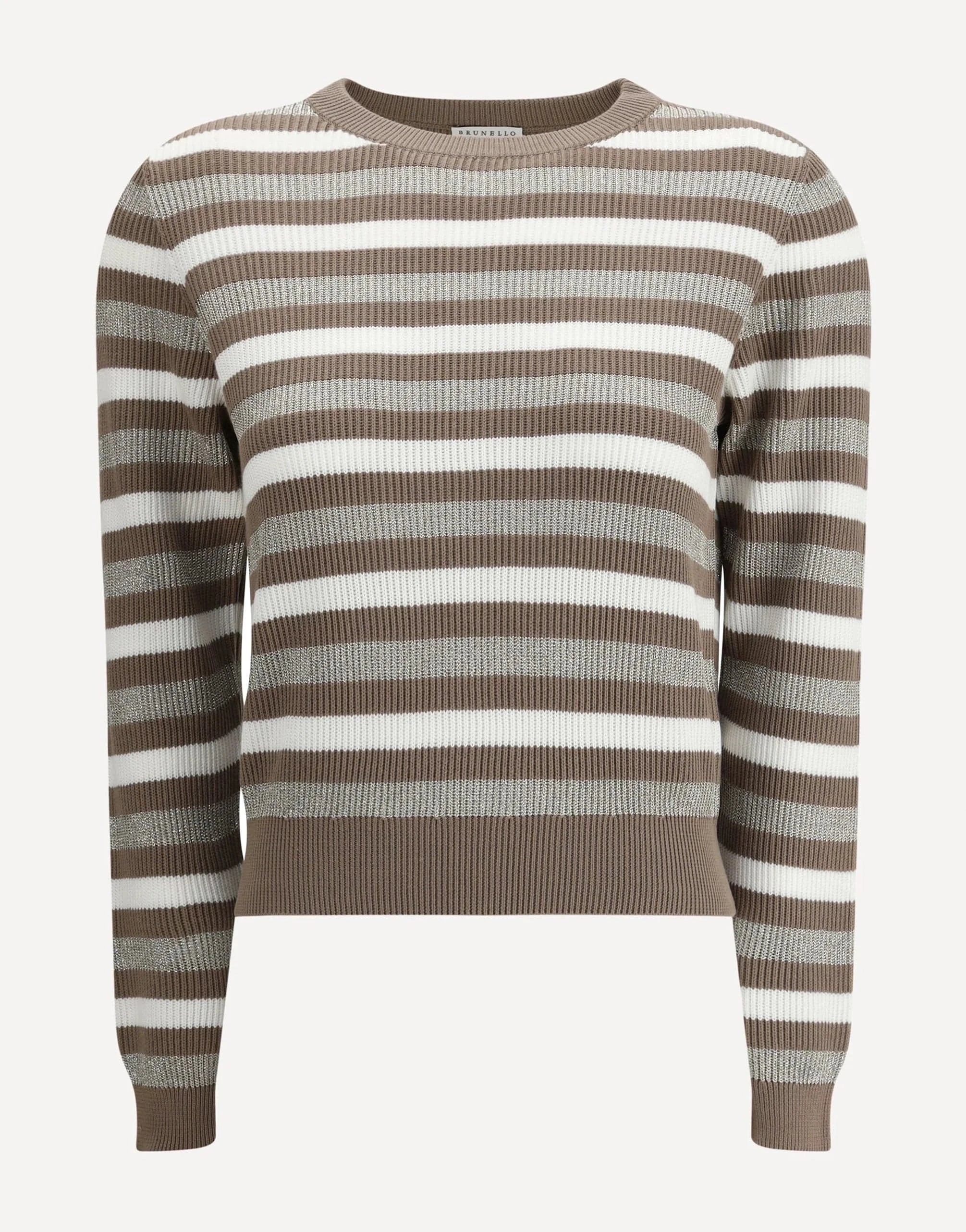 Brunello Cucinelli Sparkling Striped Cotton Sweater