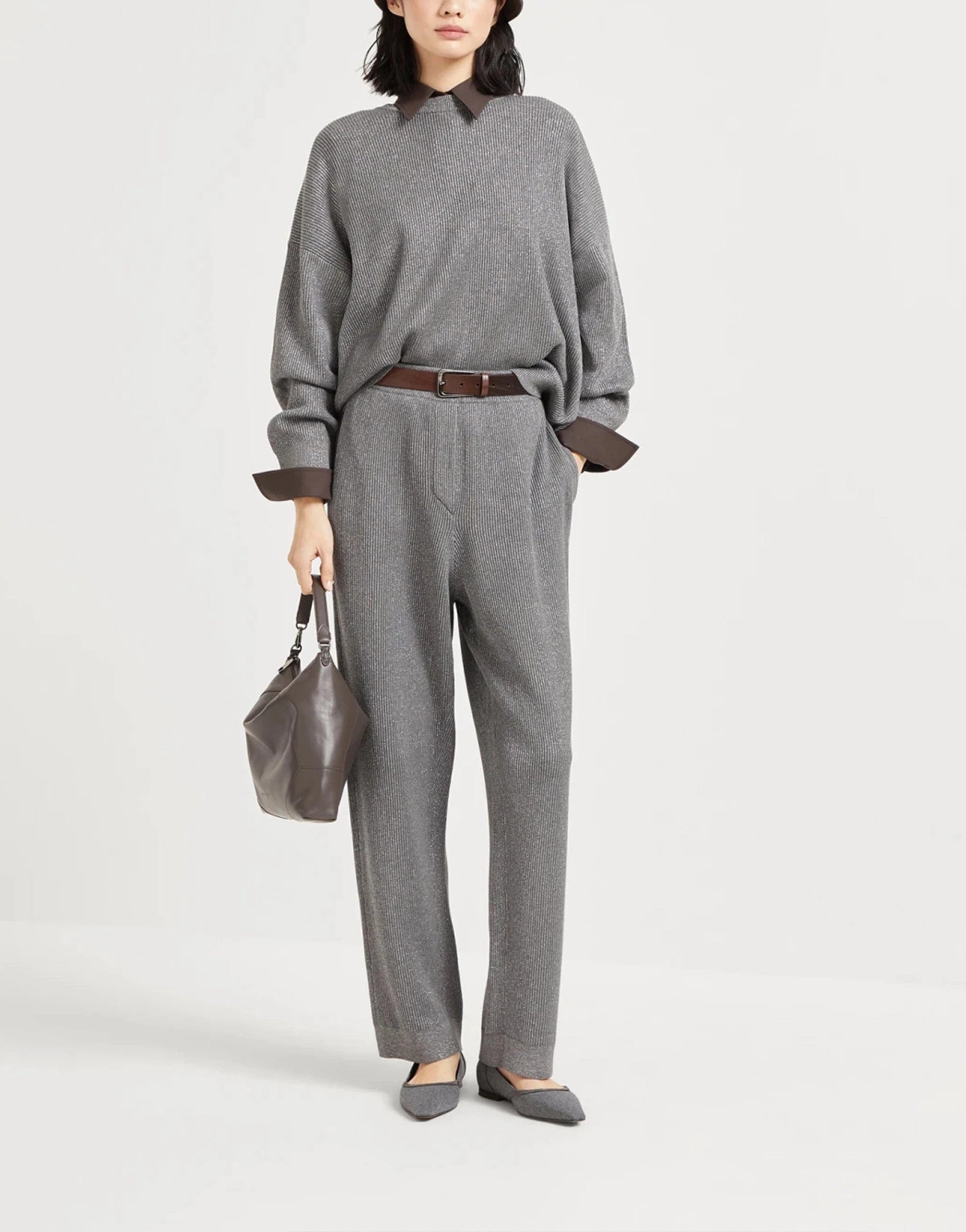 Brunello Cucinelli Sparkling Vanisé English Rib Sweater