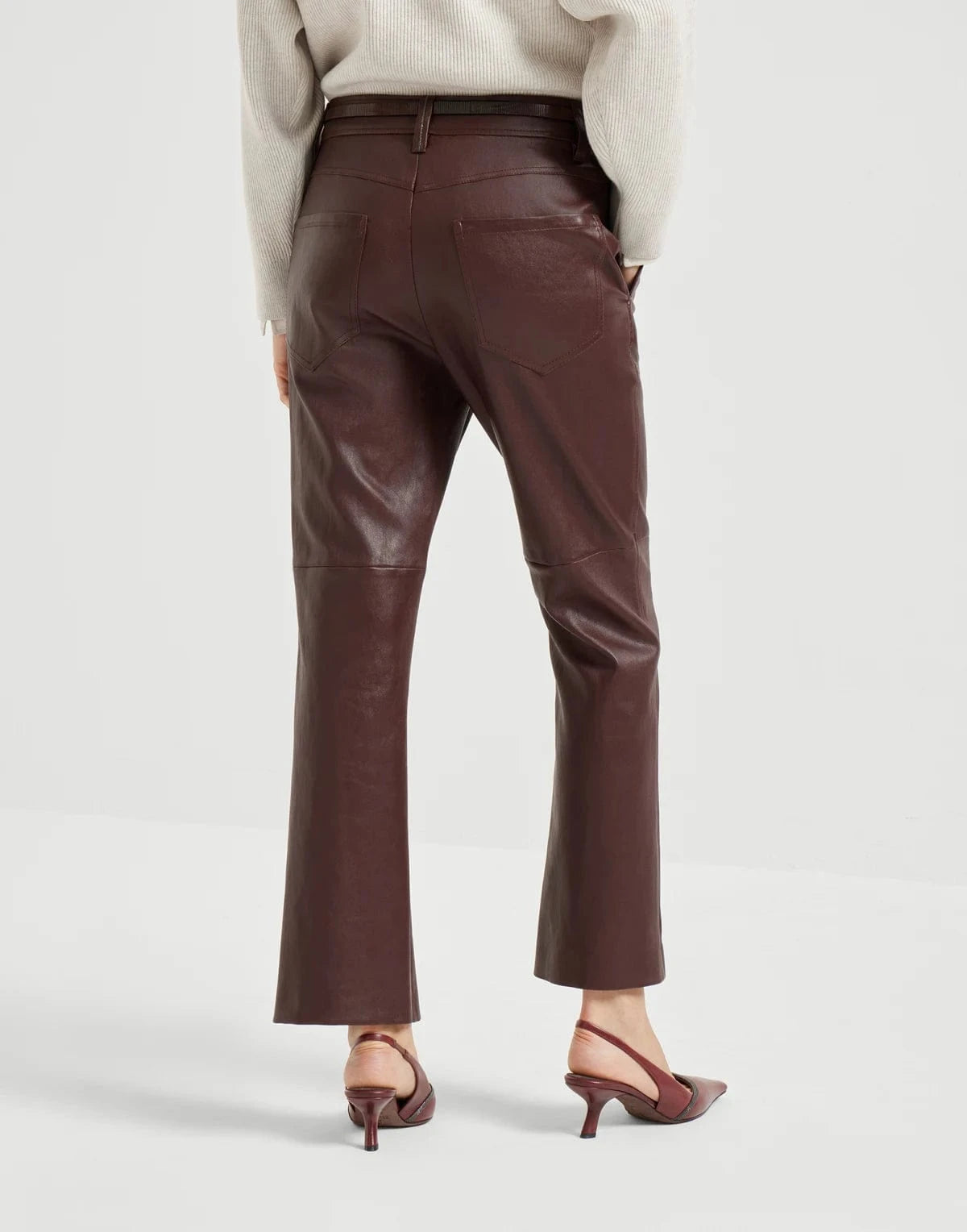 Brunello Cucinelli Stretch Leather Square Cigarette Trousers