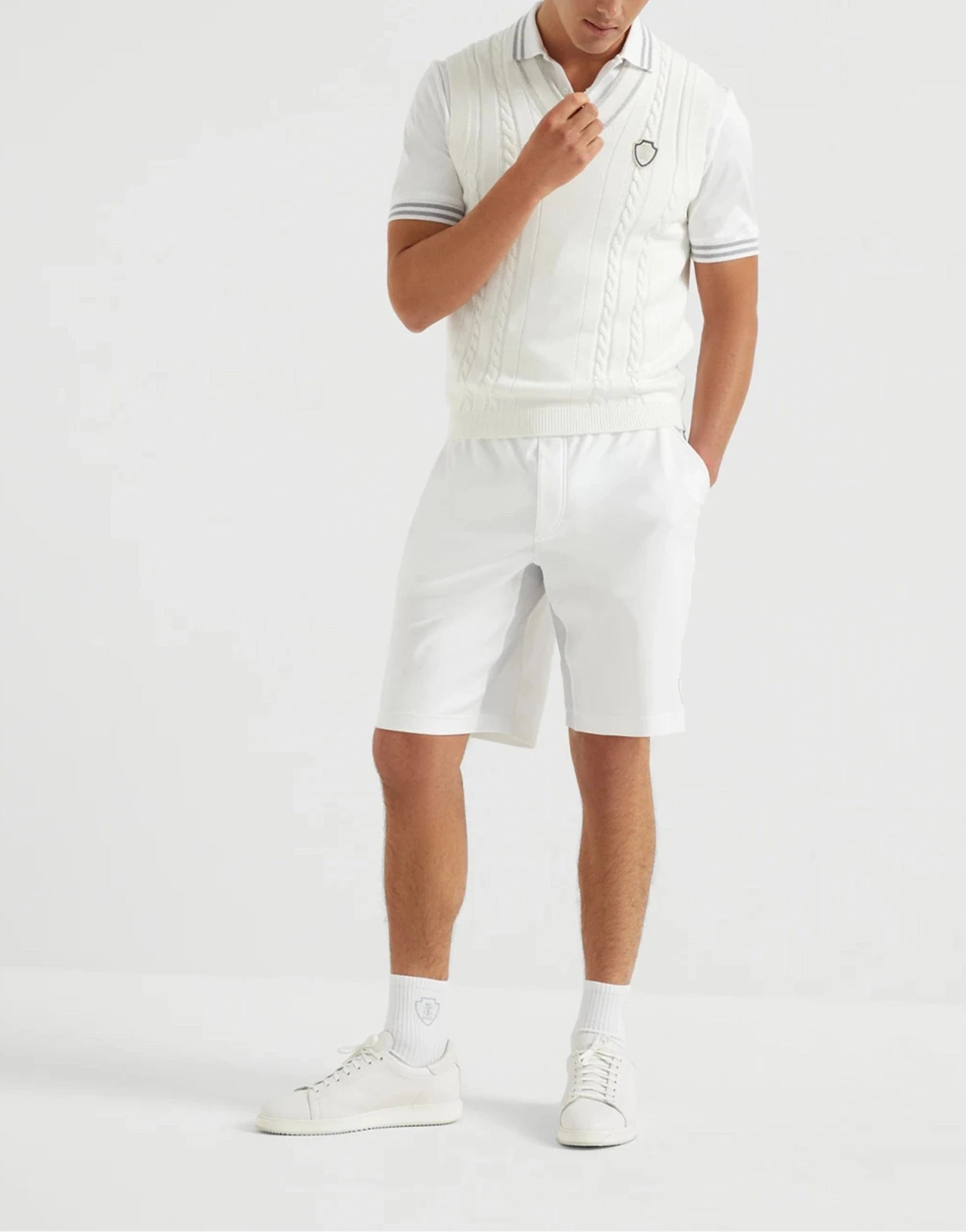 Brunello Cucinelli Striped Collar Polo Shirt